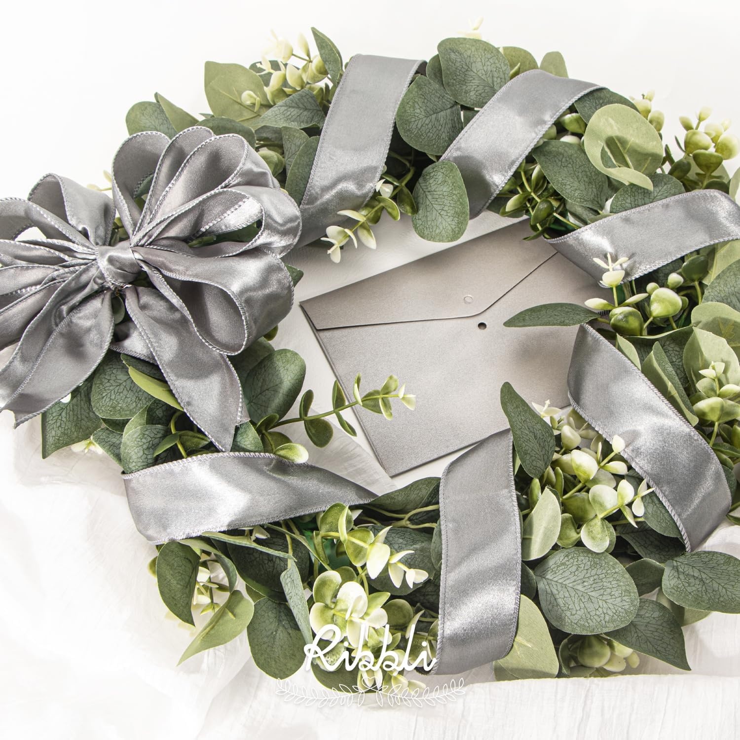 Ribbli Black Satin Wired Ribbon 2.5 Inch Black Christmas Ribbon for Gift Wrapping Wreaths Garland Tree Decoration Crafts Home Decor-Continous 20 Yards(Silver)