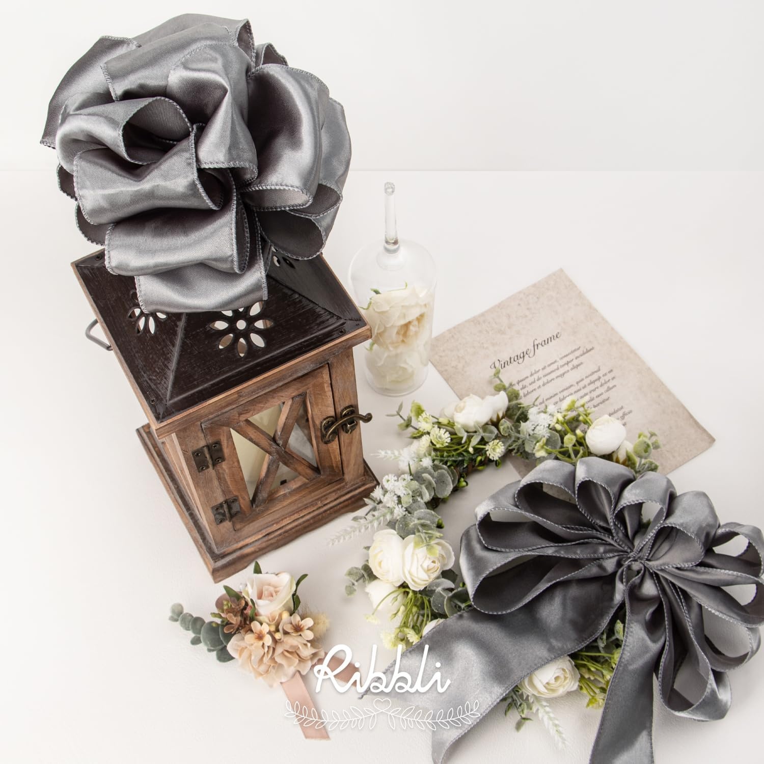 Ribbli Black Satin Wired Ribbon 2.5 Inch Black Christmas Ribbon for Gift Wrapping Wreaths Garland Tree Decoration Crafts Home Decor-Continous 20 Yards(Silver)