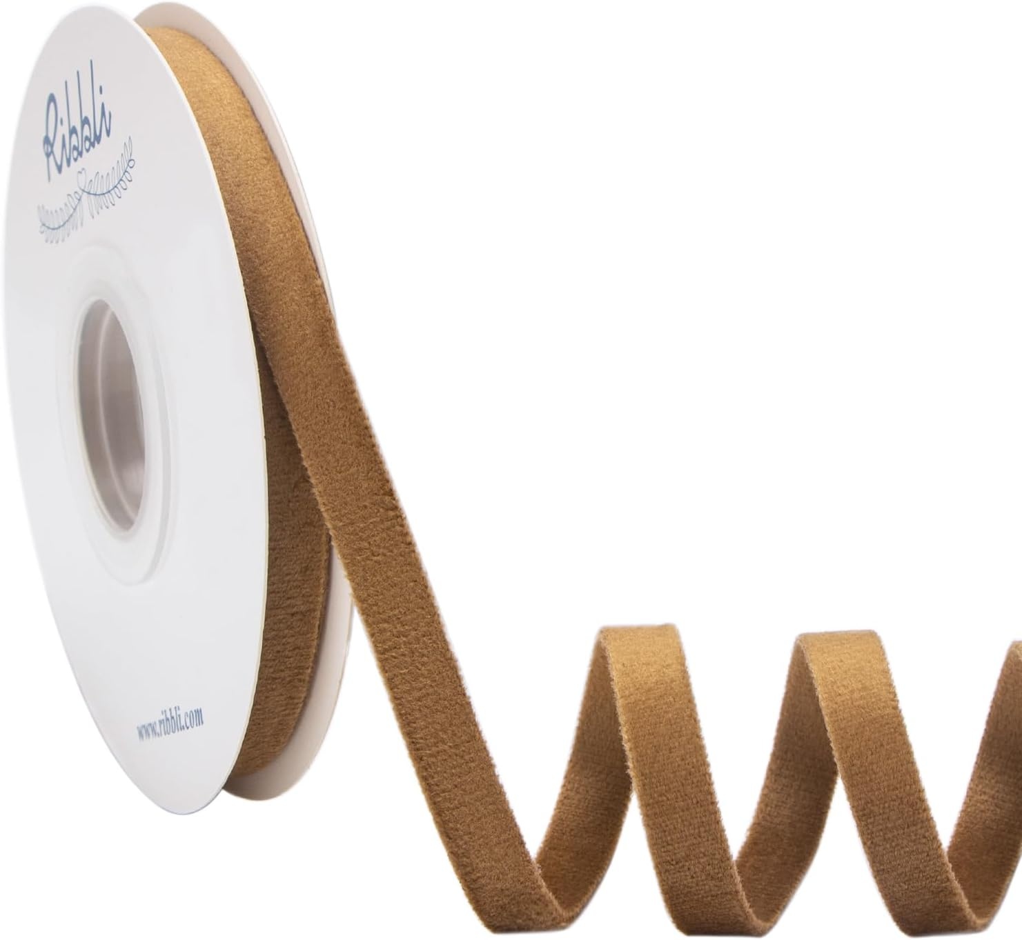 Ribbli Light Dusty Blue Velvet Ribbon Double Faced 1 Inch 10-Yard Spool Light Dusty Blue Ribbon Use for Christmas Tree Ornaments Gift Wrapping Wreath Decoration Wedding Boutonnieres(Khaki)