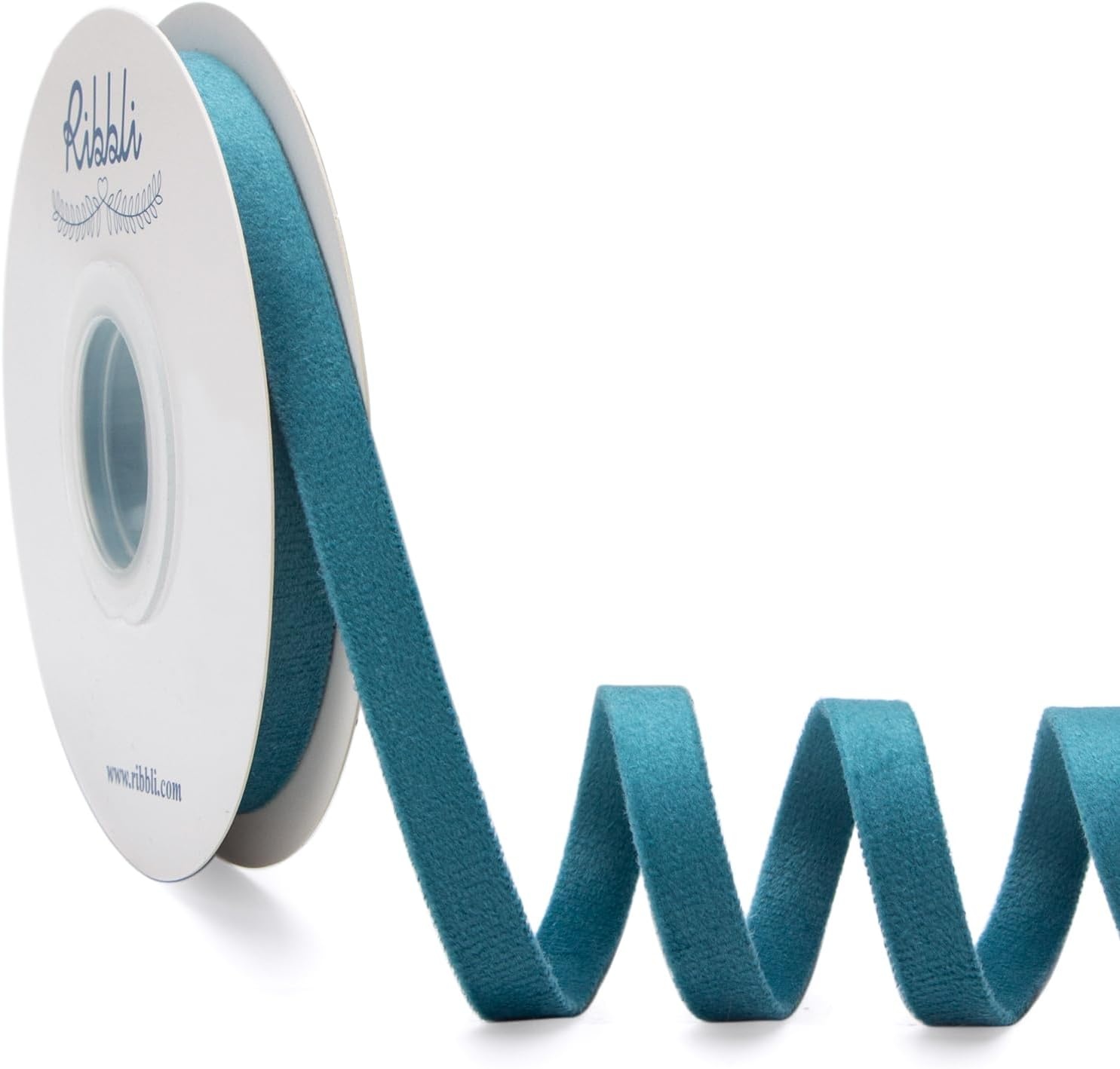 Ribbli Light Dusty Blue Velvet Ribbon Double Faced 1 Inch 10-Yard Spool Light Dusty Blue Ribbon Use for Christmas Tree Ornaments Gift Wrapping Wreath Decoration Wedding Boutonnieres(Dusty Turquoise)