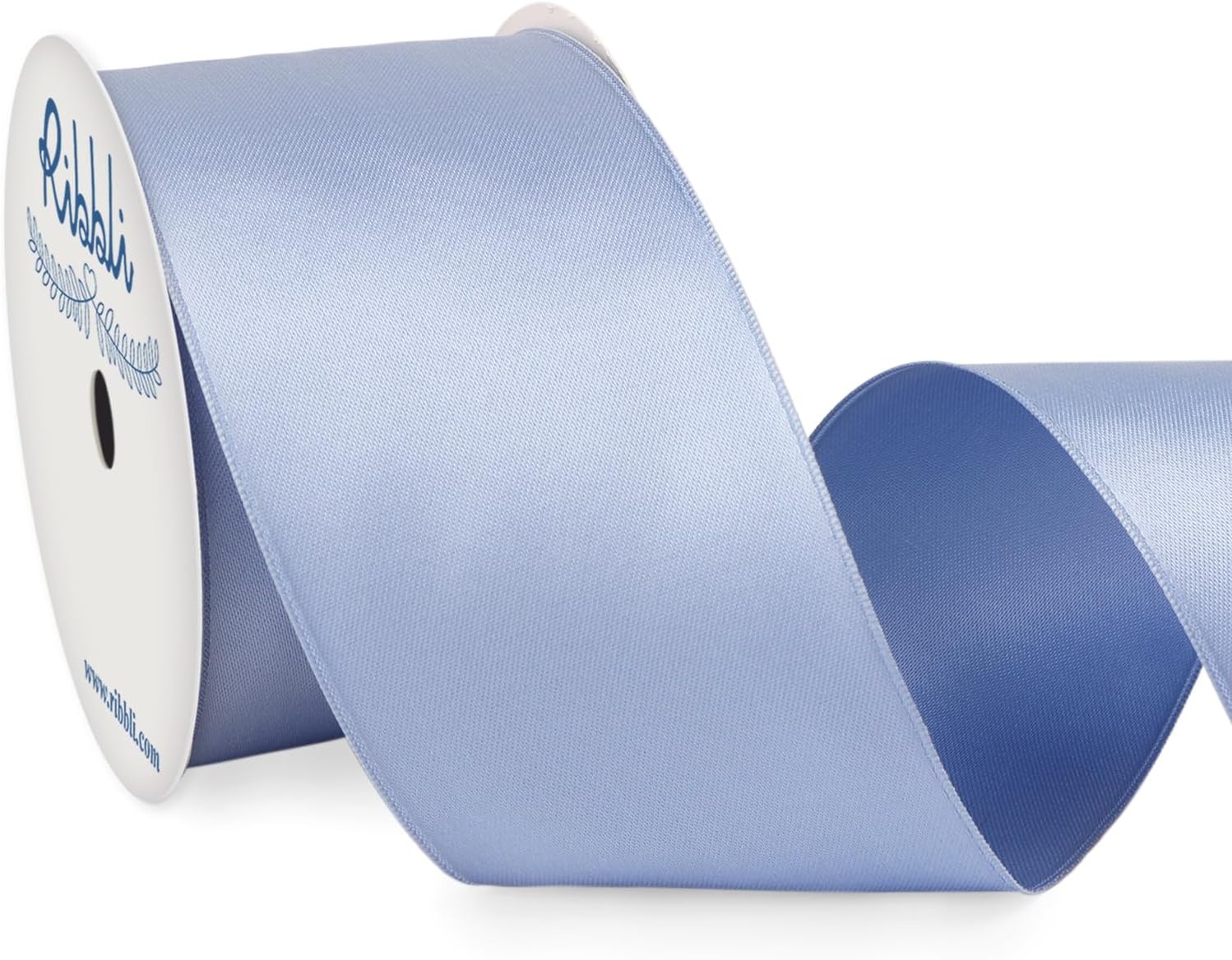 Ribbli Black Double Faced Satin Wired Ribbon 1.5 Inch Christmas Ribbon for Gift Wrapping Wreaths Garland Tree Decoration Crafts Home Decor-Continous 10 Yards(Dusty Blue)