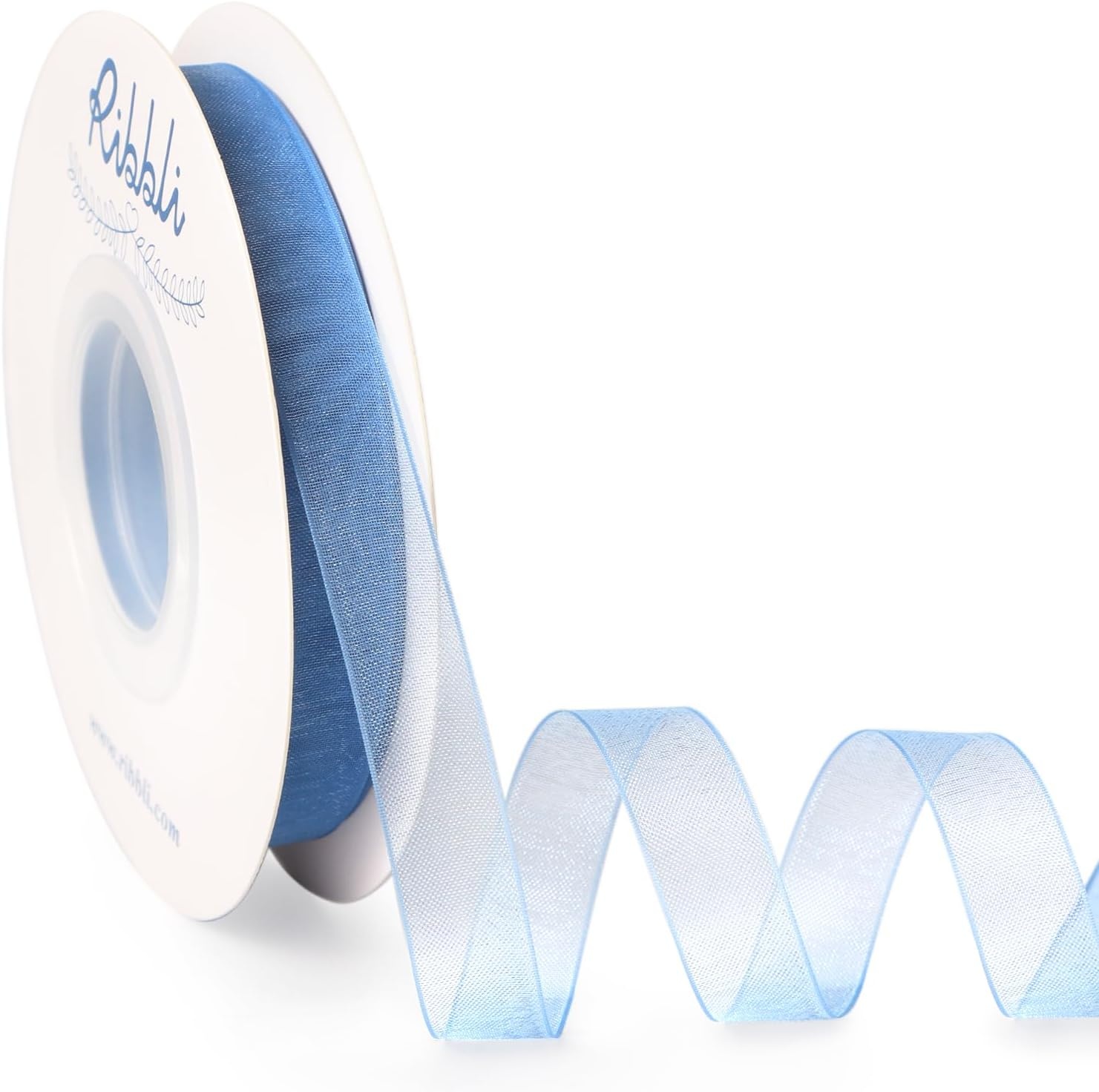 Ribbli Champagne Organza Ribbon,1/2 Inches x Continuous 50 Yard, Champagne Sheer Ribbon for Gift Wrapping,Cookie Wrapping,Wedding Decoration,All Crafting and Sewing(Dusty Blue)