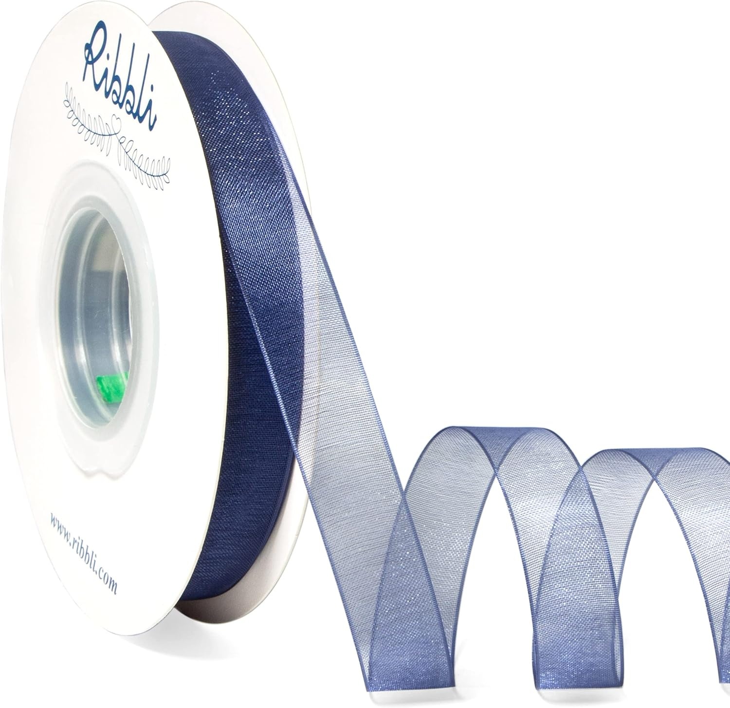 Ribbli Champagne Organza Ribbon,1/2 Inches x Continuous 50 Yard, Champagne Sheer Ribbon for Gift Wrapping,Cookie Wrapping,Wedding Decoration,All Crafting and Sewing(Navy)