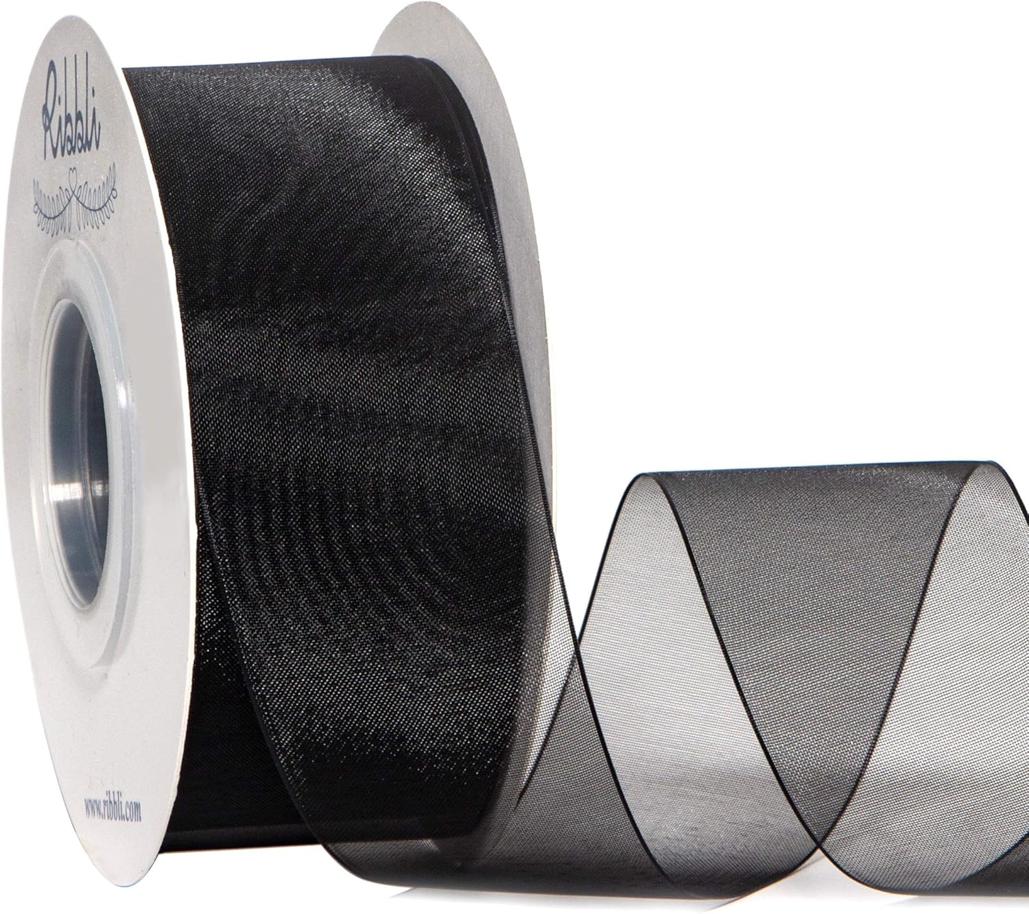 Ribbli Champagne Organza Ribbon,1/2 Inches x Continuous 50 Yard, Champagne Sheer Ribbon for Gift Wrapping,Cookie Wrapping,Wedding Decoration,All Crafting and Sewing(Black)