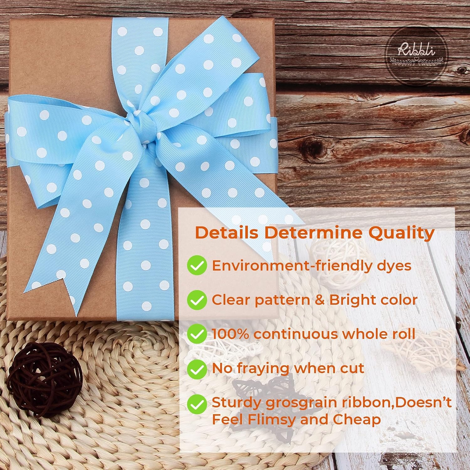 Ribbli Grosgrain Polka Dot Craft Ribbon,1-1/2 Inch,10-Yard Spool,Apple Green with White Dots,Use for Hair Bows,Gift Wrapping,All Crafting and Sewing(Blue Topaz/White)