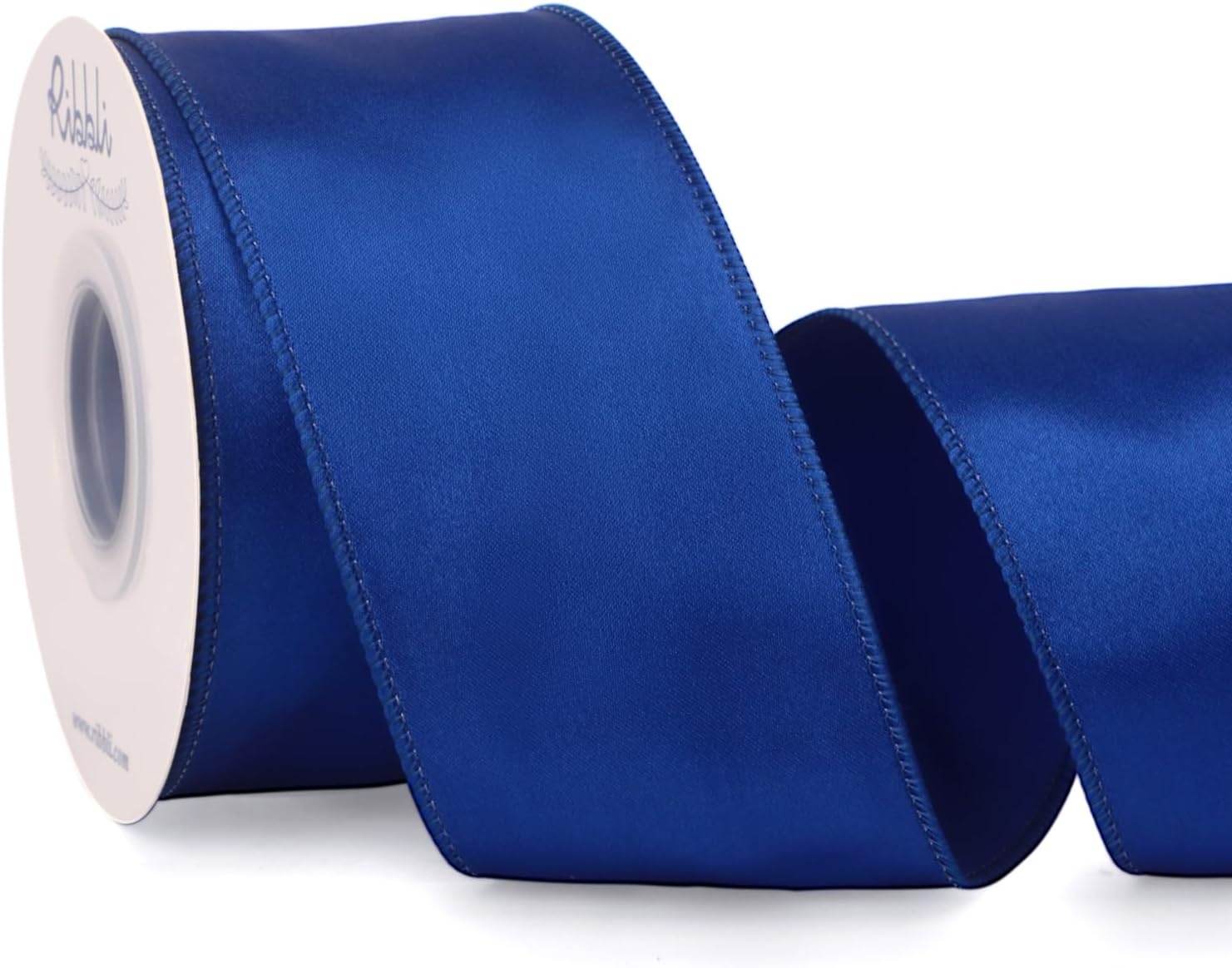 Ribbli Black Satin Wired Ribbon 2.5 Inch Black Christmas Ribbon for Gift Wrapping Wreaths Garland Tree Decoration Crafts Home Decor-Continous 20 Yards(Royal Blue)