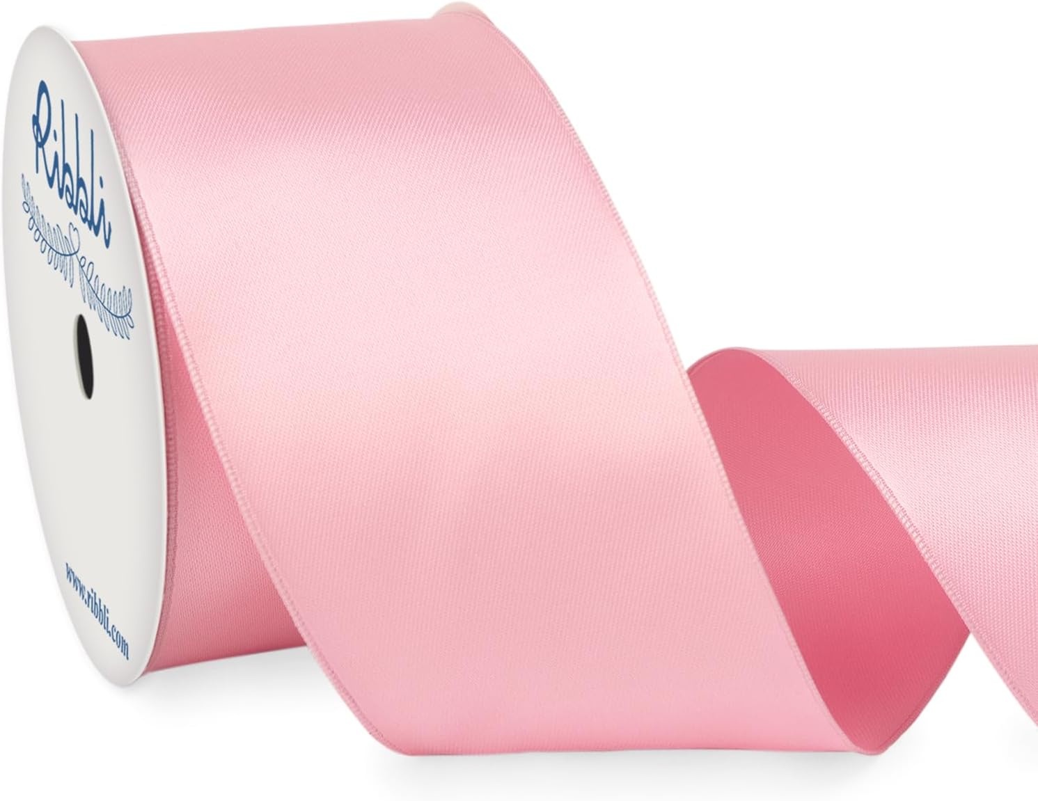 Ribbli Black Double Faced Satin Wired Ribbon 1.5 Inch Christmas Ribbon for Gift Wrapping Wreaths Garland Tree Decoration Crafts Home Decor-Continous 10 Yards(Light Pink)