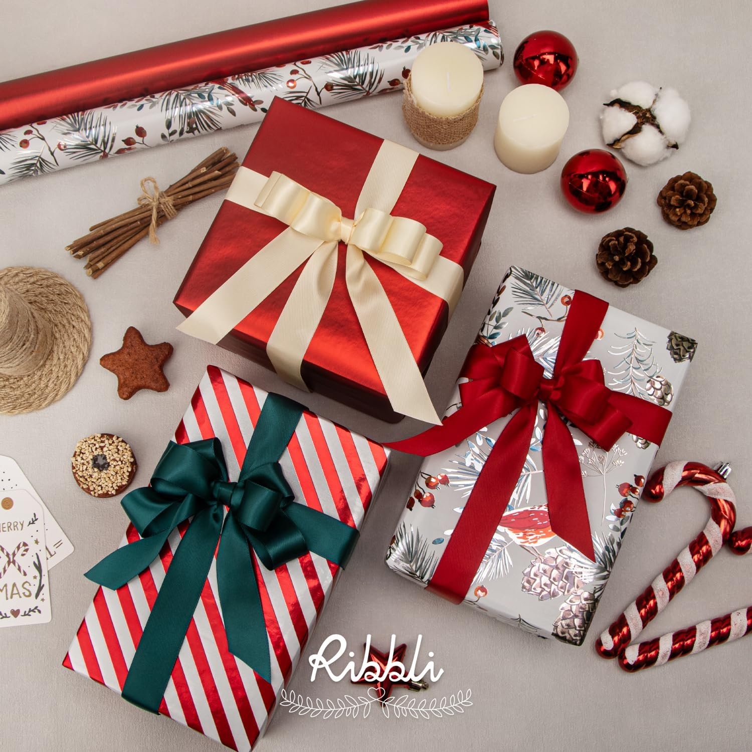 Ribbli Birthday Wrapping Paper Black and Gold Gift Wrapping Paper for Men Fathers Day Husband Boyfriend Mini Roll, 3 Rolls Stripe Geometry Pattern – 17 inch x 120 inch(10feet) Per Roll(Red/White)