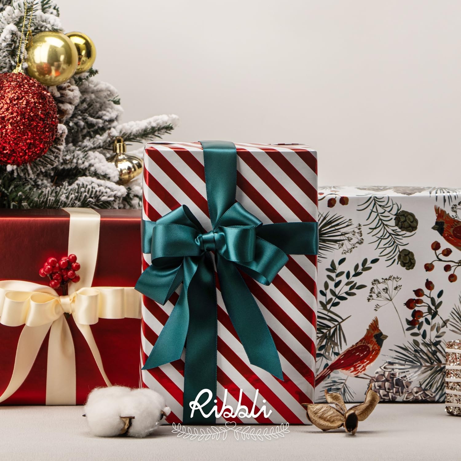 Ribbli Birthday Wrapping Paper Black and Gold Gift Wrapping Paper for Men Fathers Day Husband Boyfriend Mini Roll, 3 Rolls Stripe Geometry Pattern – 17 inch x 120 inch(10feet) Per Roll(Red/White)