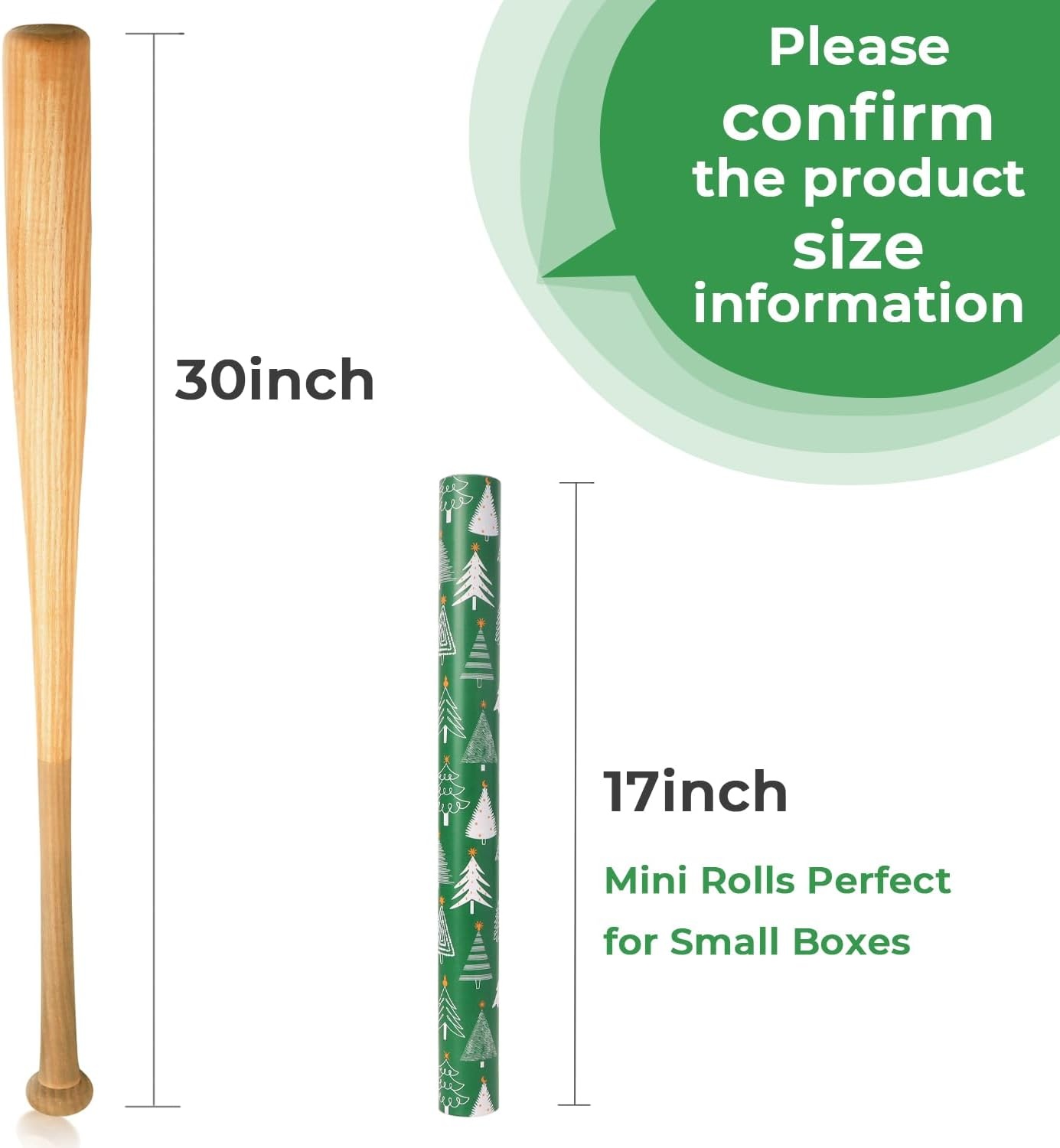 Ribbli Christmas Wrapping Paper Rolls,Mini Roll-17 Inch x 33 Feet-Christmas Woods(Emerald Green/Red)