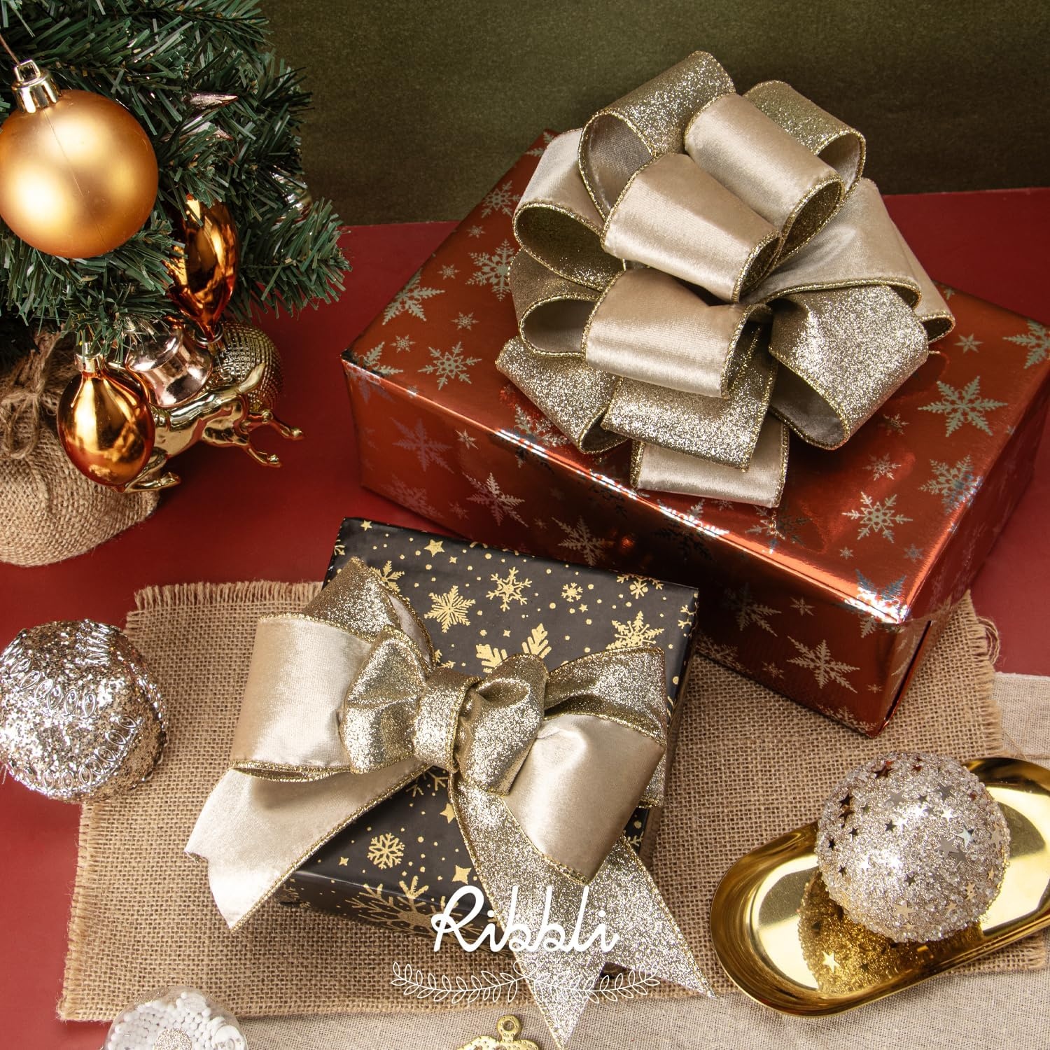 Ribbli Christmas Wrapping Paper 17 Inch Gift Wrapping Paper for Kids 4 Rolls Merry Christmas Santa Claus Snowman Tree Printed Assortment -17 Inch x 10 Feet Per roll(Red/Silver/Green)