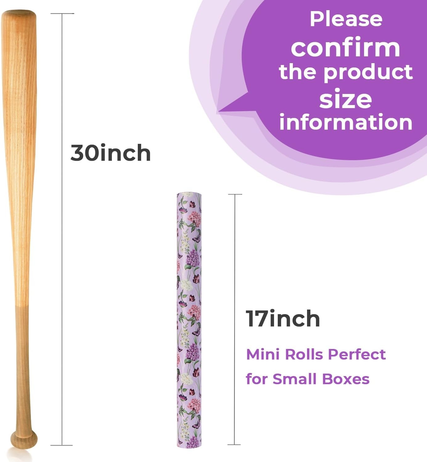 Ribbli Blue Floral Wrapping Paper Reversible Mini Roll, Gift Wrap for Wedding Bridal shower Birthday Mothers Day Women Girls Anniversary, 17 Inch x 33 Feet – Dusty Blue(Purple)