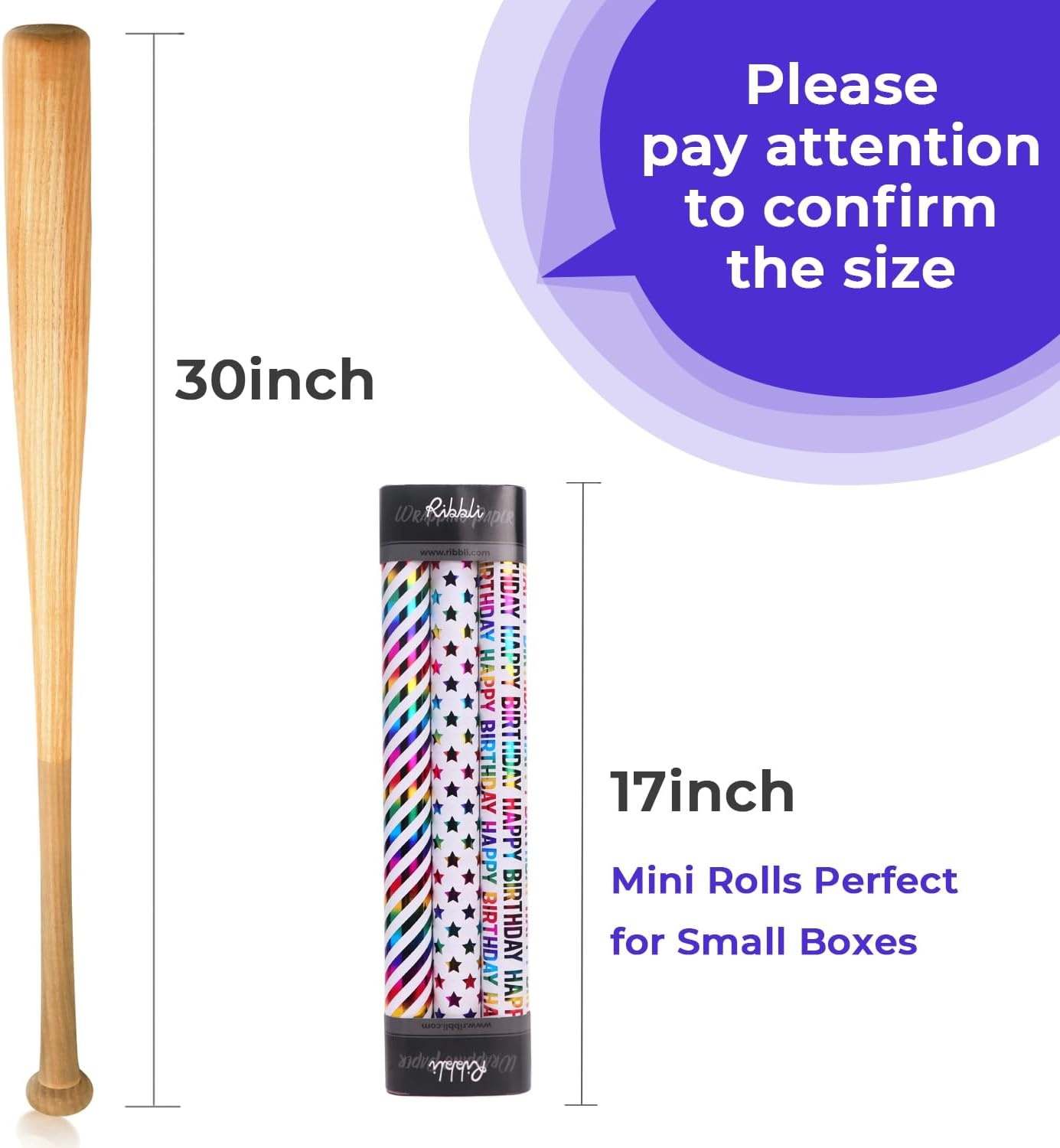 Ribbli Birthday Wrapping Paper Iridescent Gift Wrap Mini Roll, 3 Rolls Happy Birthday Heart Stripes Printed for Girls Kids – 17 inch x 120 inch(10feet) Per Roll(Colorful Star)