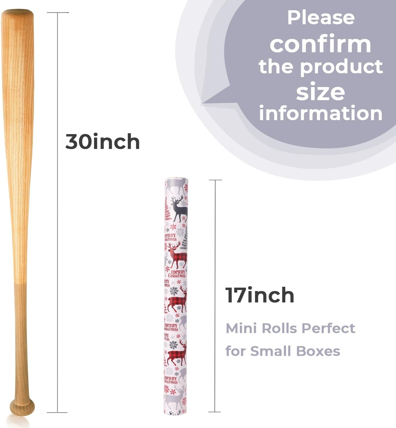 Ribbli Christmas Wrapping Paper Rolls,Mini Roll-17 Inch x 33 Feet-Christmas Woods(Red/Grey)