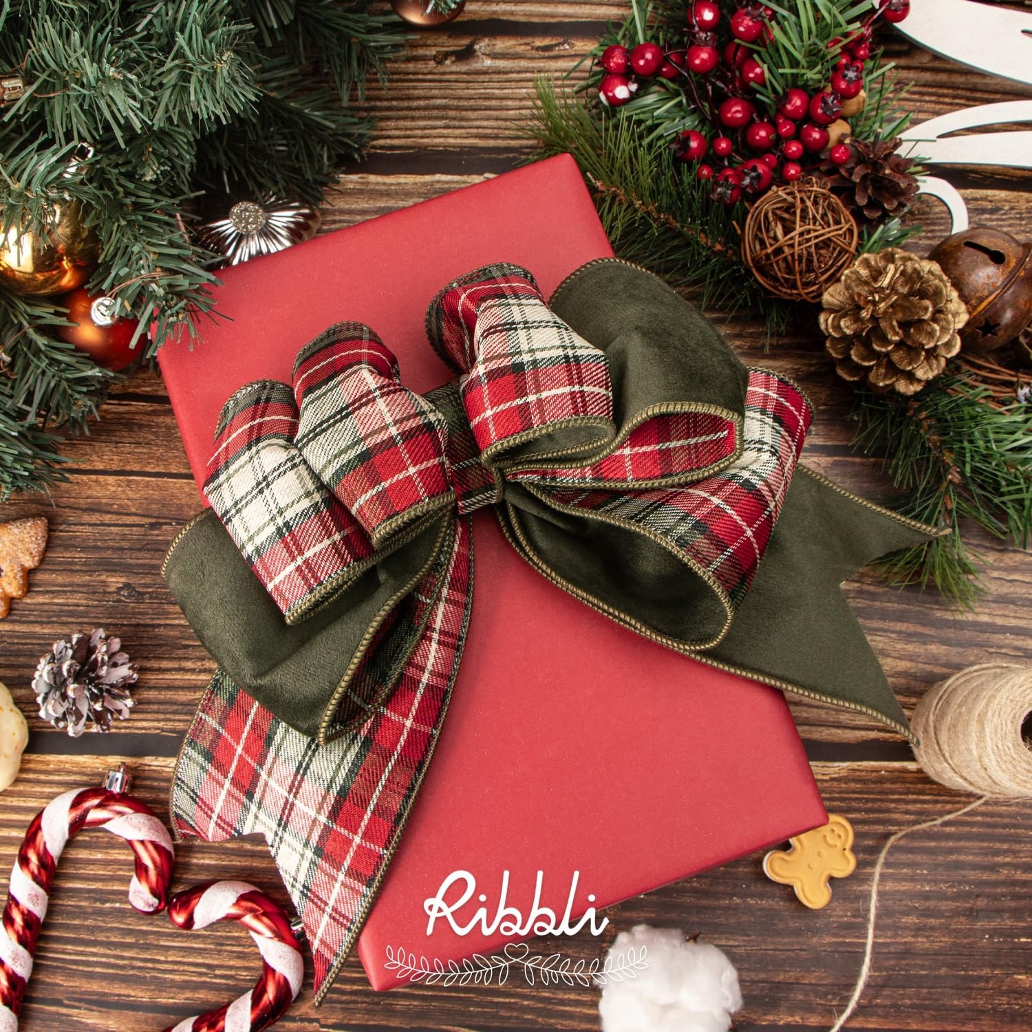 Ribbli Christmas Wrapping Paper – Kraft Paper with Snowflake/Tree/Red Stripe/Merry Christmas Pattern, 6 Rolls Red and Green Holiday Assortment – 30 inch x 10 feet Per Roll(White/Red/Green)