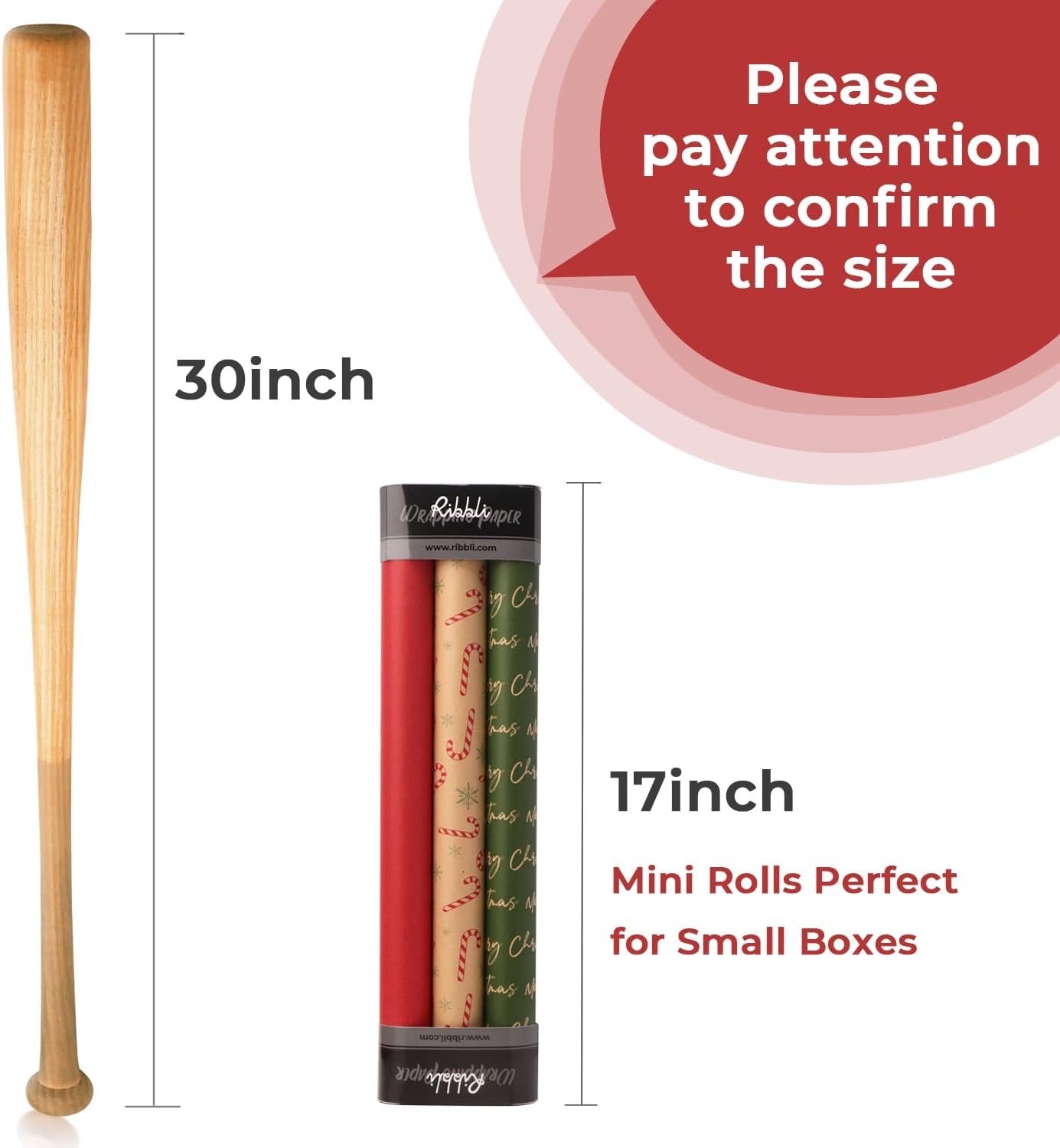 Ribbli Christmas Wrapping Paper Mini Roll Red Green Kraft Paper Merry Christmas Snowflakes Tree 3 Rolls Vintage Printed Assortment – 17 inch x 120 inch(10feet) Per Roll(Red/Brown/Green)