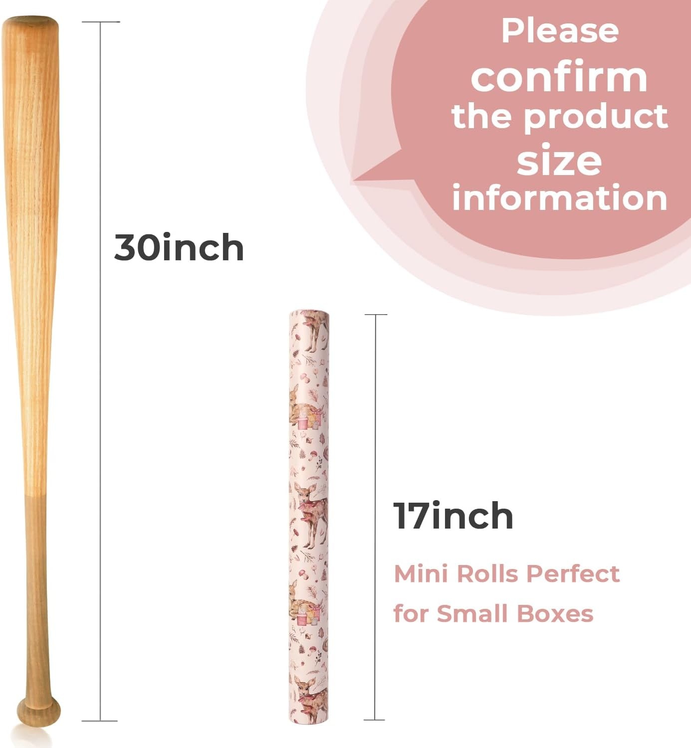 Ribbli Christmas Wrapping Paper Rolls,Mini Roll-17 Inch x 33 Feet-Christmas Woods(Camel/Pink)