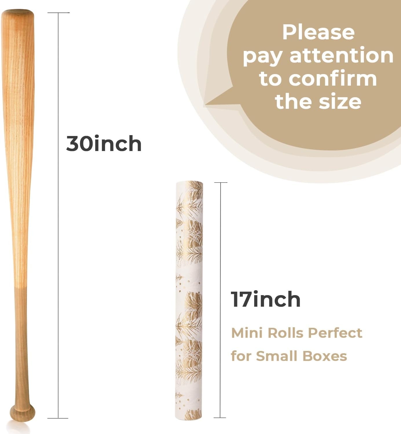 Ribbli Christmas Wrapping Paper Christmas Tree with Gold Foil Brown Kraft Gift Wrapping Paper Rolls-17 Inch x 33 Feet Per roll(White/Gold)