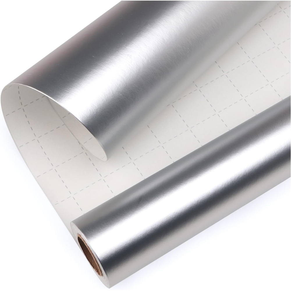Ribbli Blue Metallic Wrapping Paper Matte Royal Blue Solid Color Paper Perfect for Birthday Christmas Baby Shower Wedding Valentine’s Day- 17Inch x 394Inch(33Feet)(Silver)