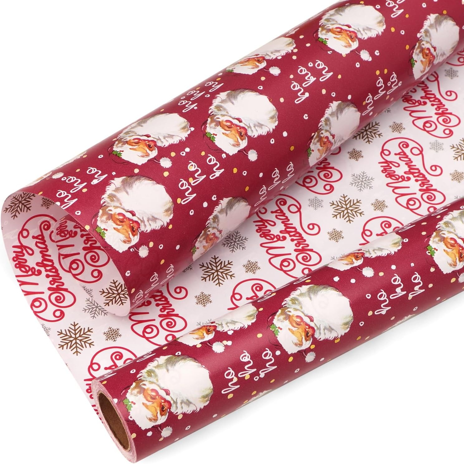 Ribbli Christmas Wrapping Paper Rolls,Mini Roll-17 Inch x 33 Feet-Christmas Woods(Vintage Red/White)