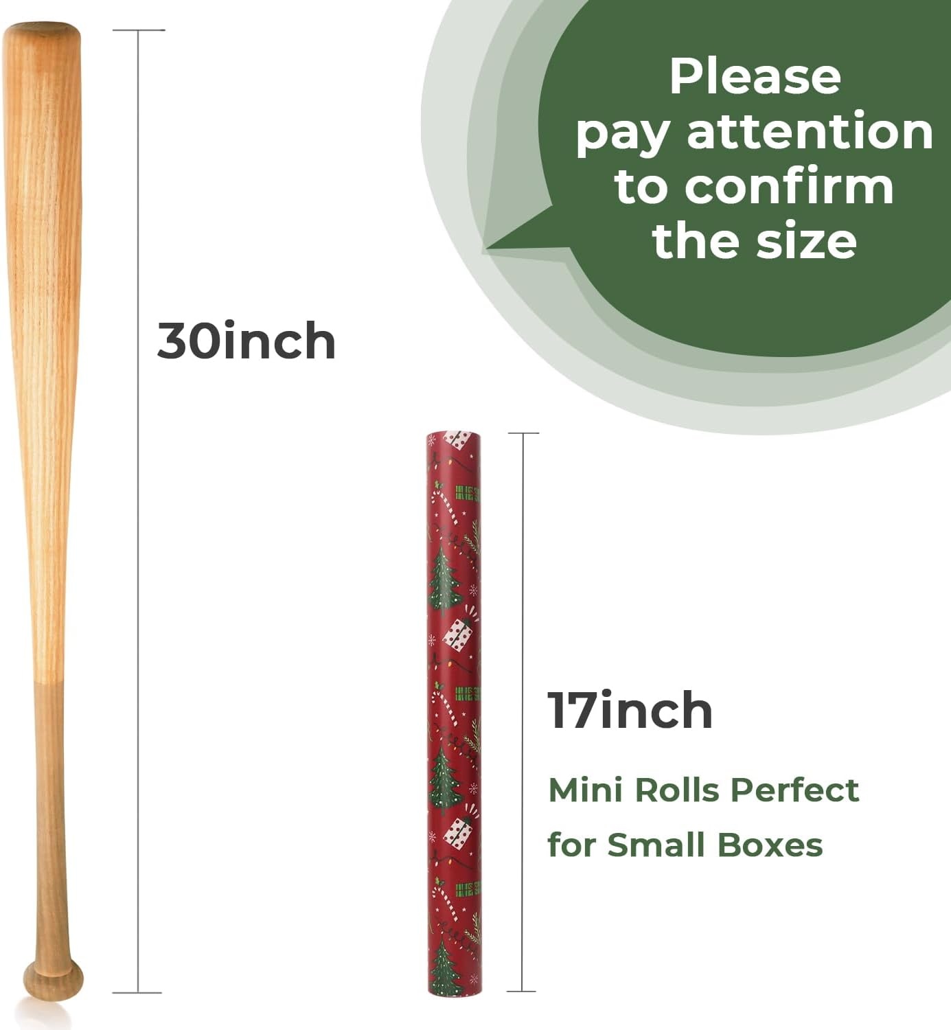 Ribbli Christmas Wrapping Paper Rolls,Mini Roll-17 Inch x 33 Feet-Christmas Woods(Vintage Red/Green)