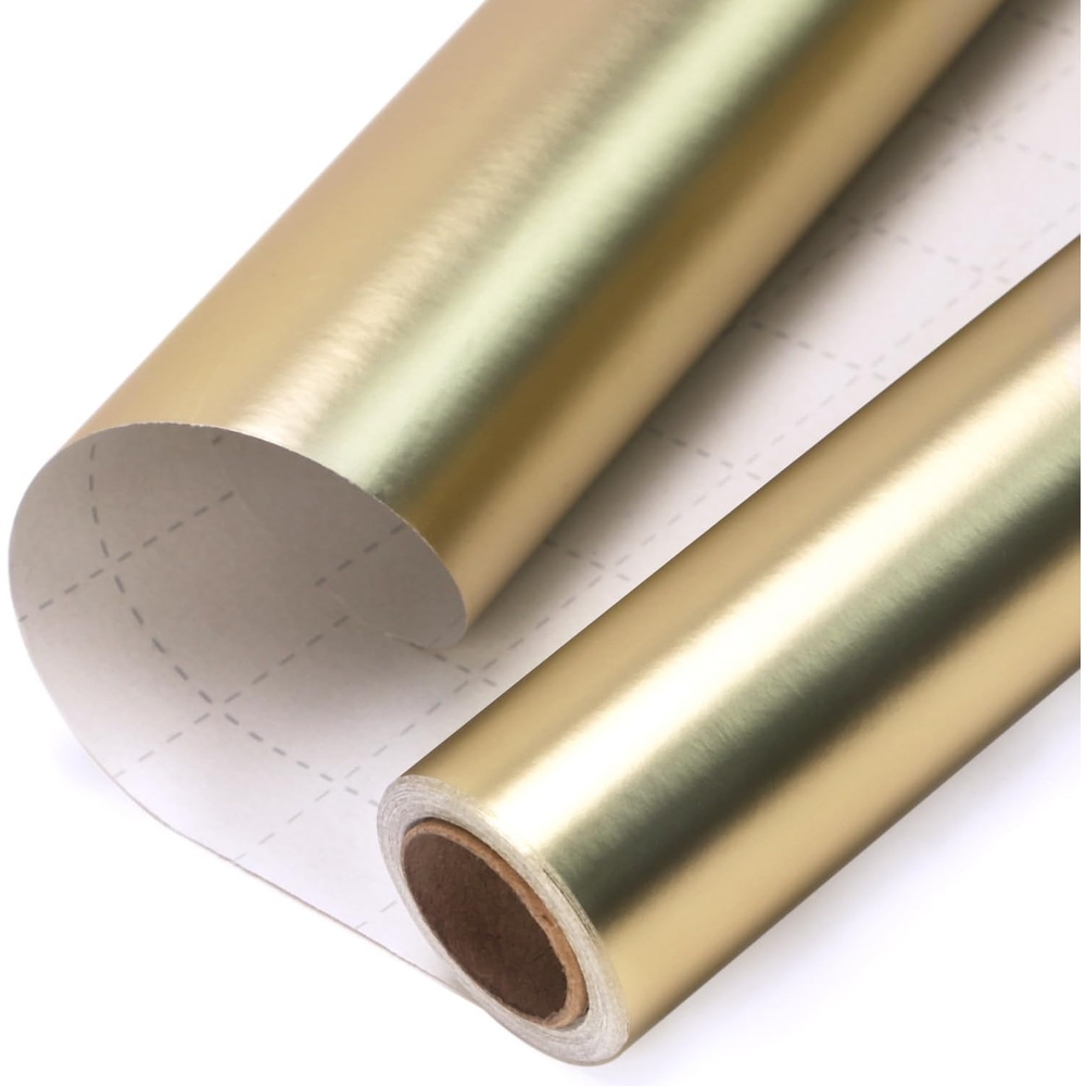 Ribbli Blue Metallic Wrapping Paper Matte Royal Blue Solid Color Paper Perfect for Birthday Christmas Baby Shower Wedding Valentine’s Day- 17Inch x 394Inch(33Feet)(Gold)