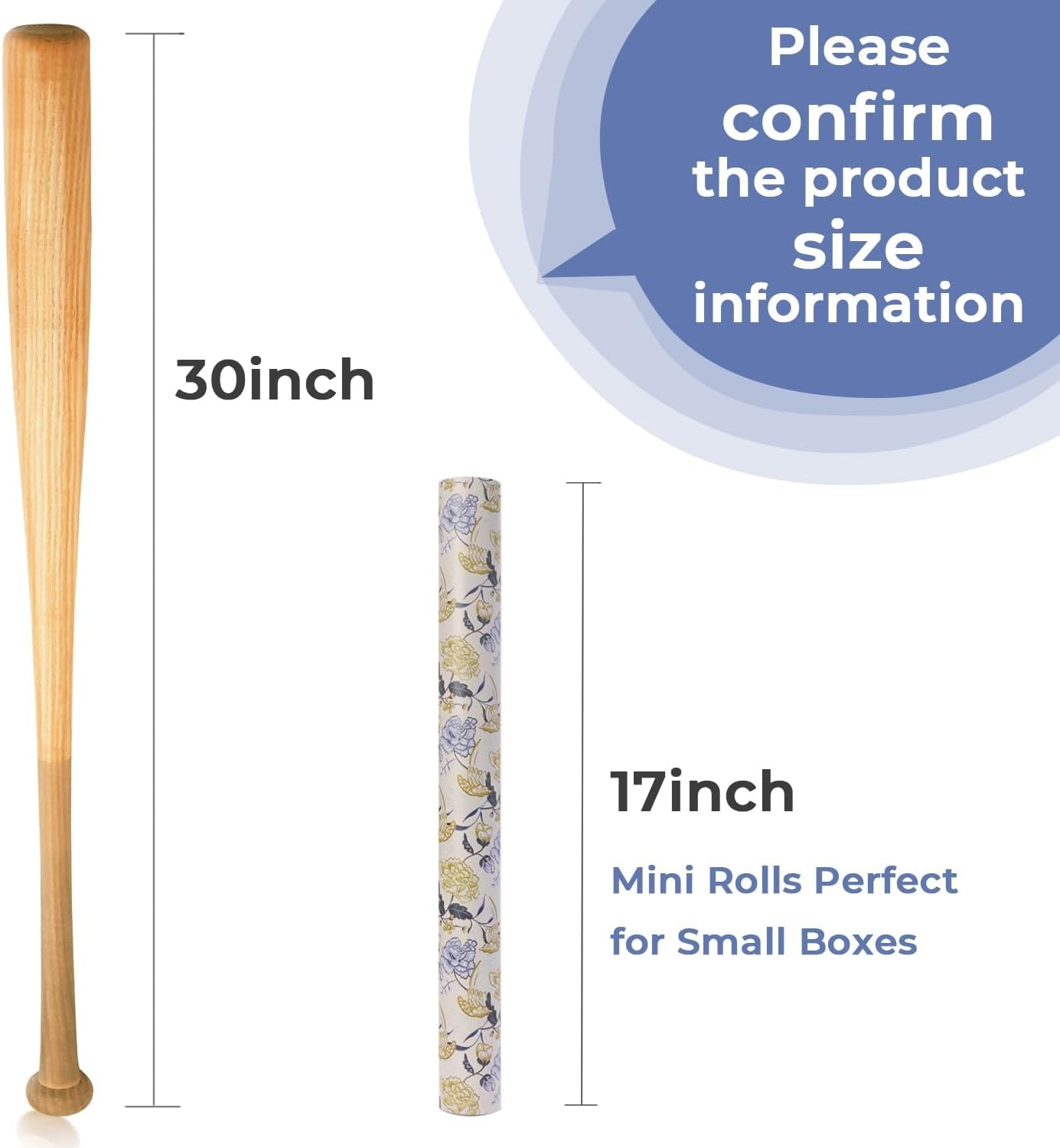 Ribbli Blue Floral Wrapping Paper Reversible Mini Roll, Gift Wrap for Wedding Bridal shower Birthday Mothers Day Women Girls Anniversary, 17 Inch x 33 Feet – Dusty Blue(Dusty Blue)