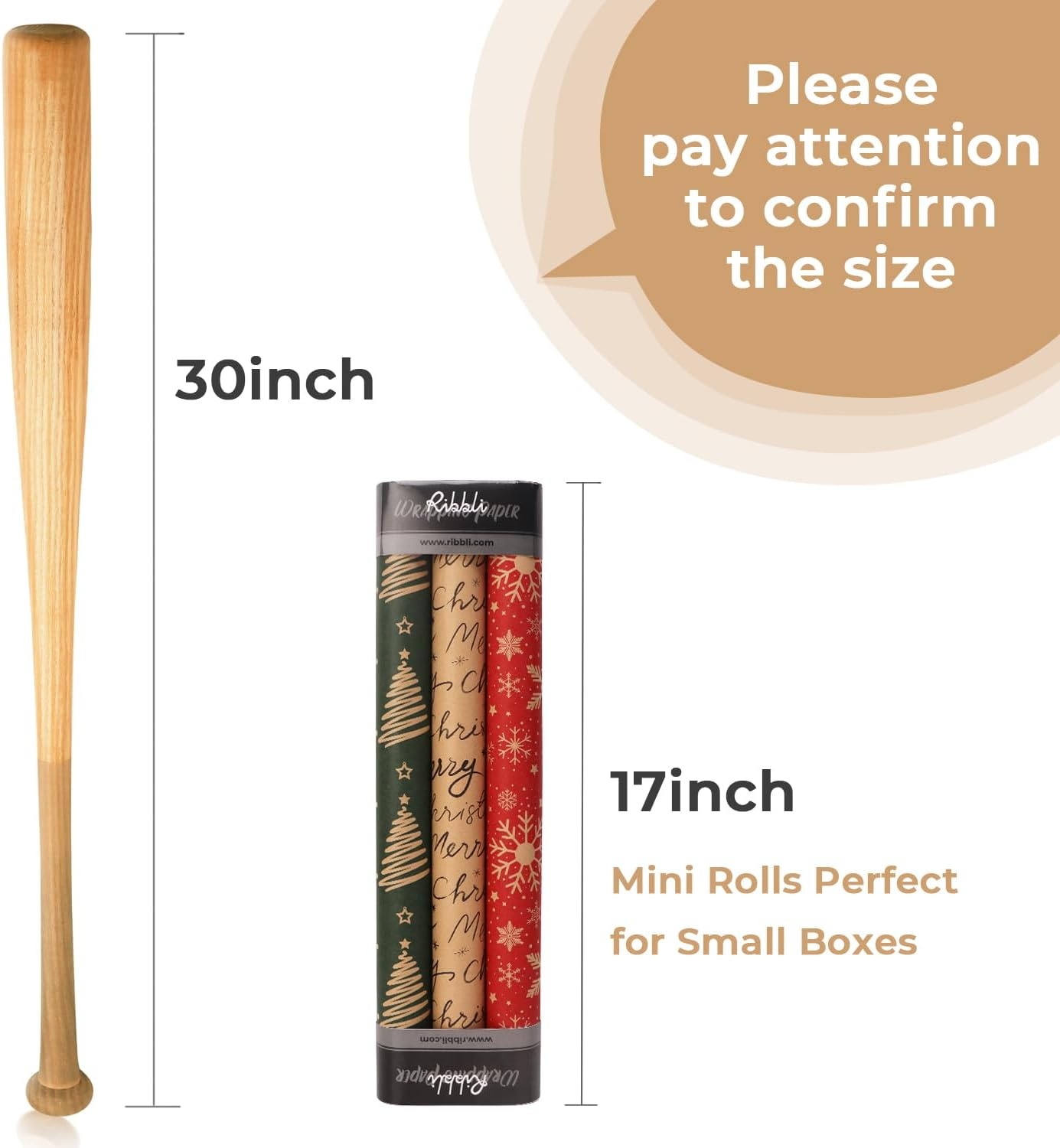 Ribbli Christmas Wrapping Paper Mini Roll Red Green Kraft Paper Merry Christmas Snowflakes Tree 3 Rolls Vintage Printed Assortment – 17 inch x 120 inch(10feet) Per Roll(Red/Black/Green)