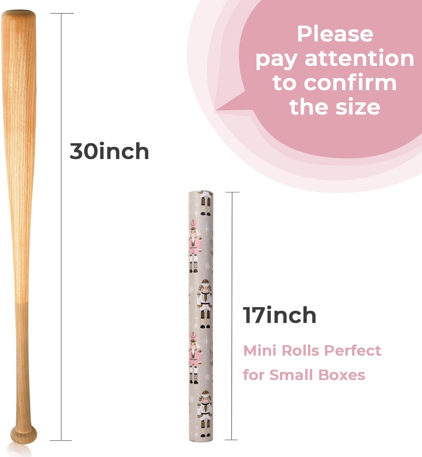Ribbli Christmas Wrapping Paper Rolls,Mini Roll-17 Inch x 33 Feet-Christmas Woods(Pink/Red/White)