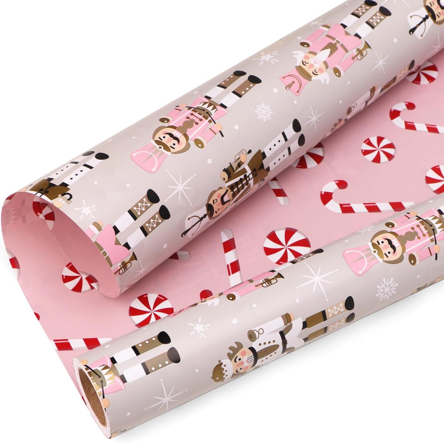 Ribbli Christmas Wrapping Paper Rolls,Mini Roll-17 Inch x 33 Feet-Christmas Woods(Pink/Red/White)