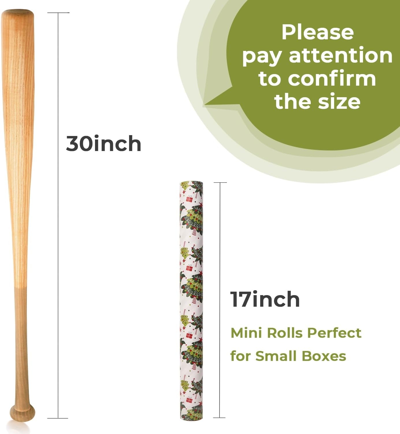 Ribbli Christmas Wrapping Paper Rolls,Mini Roll-17 Inch x 33 Feet-Christmas Woods(Green/Red/White)
