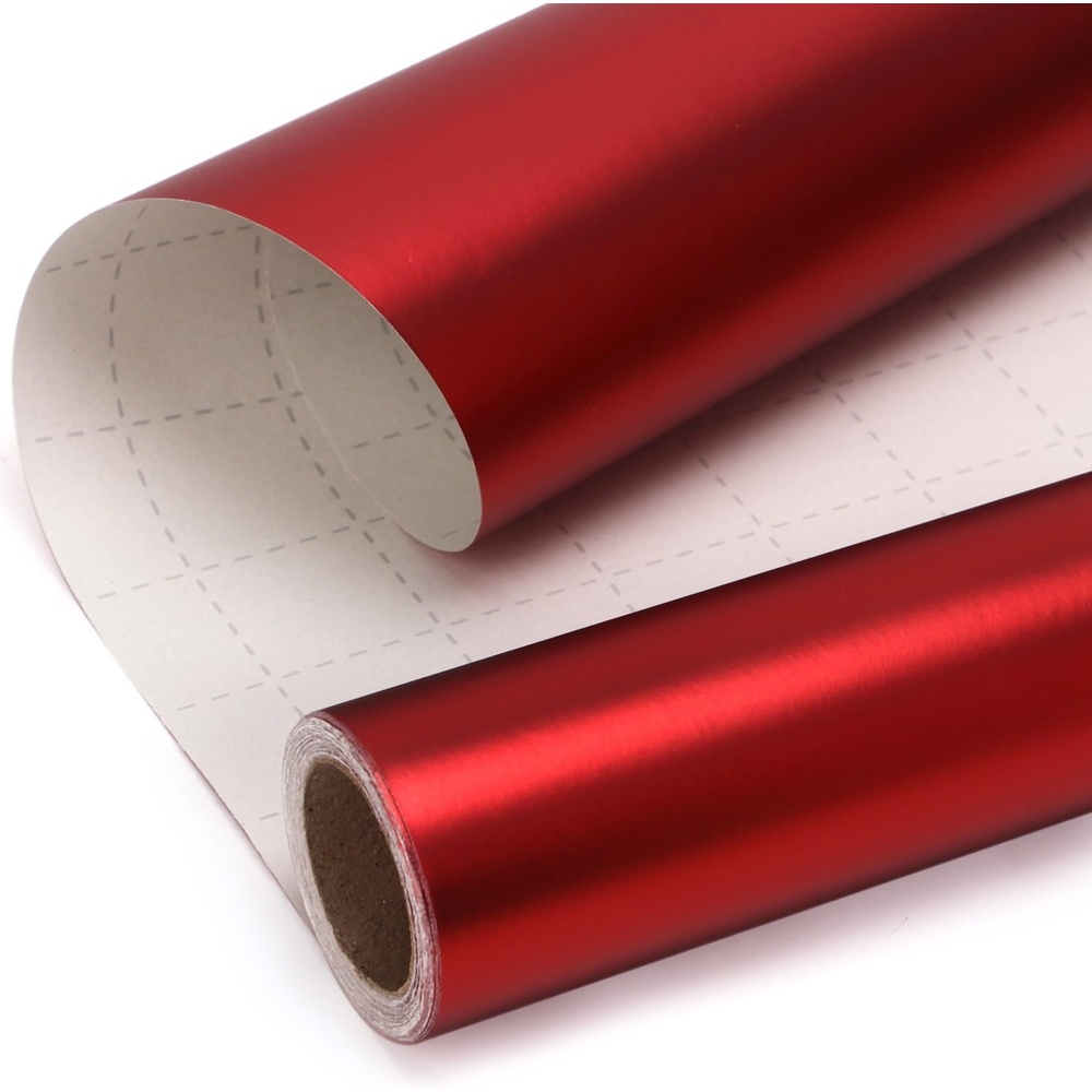 Ribbli Blue Metallic Wrapping Paper Matte Royal Blue Solid Color Paper Perfect for Birthday Christmas Baby Shower Wedding Valentine’s Day- 17Inch x 394Inch(33Feet)(Red)