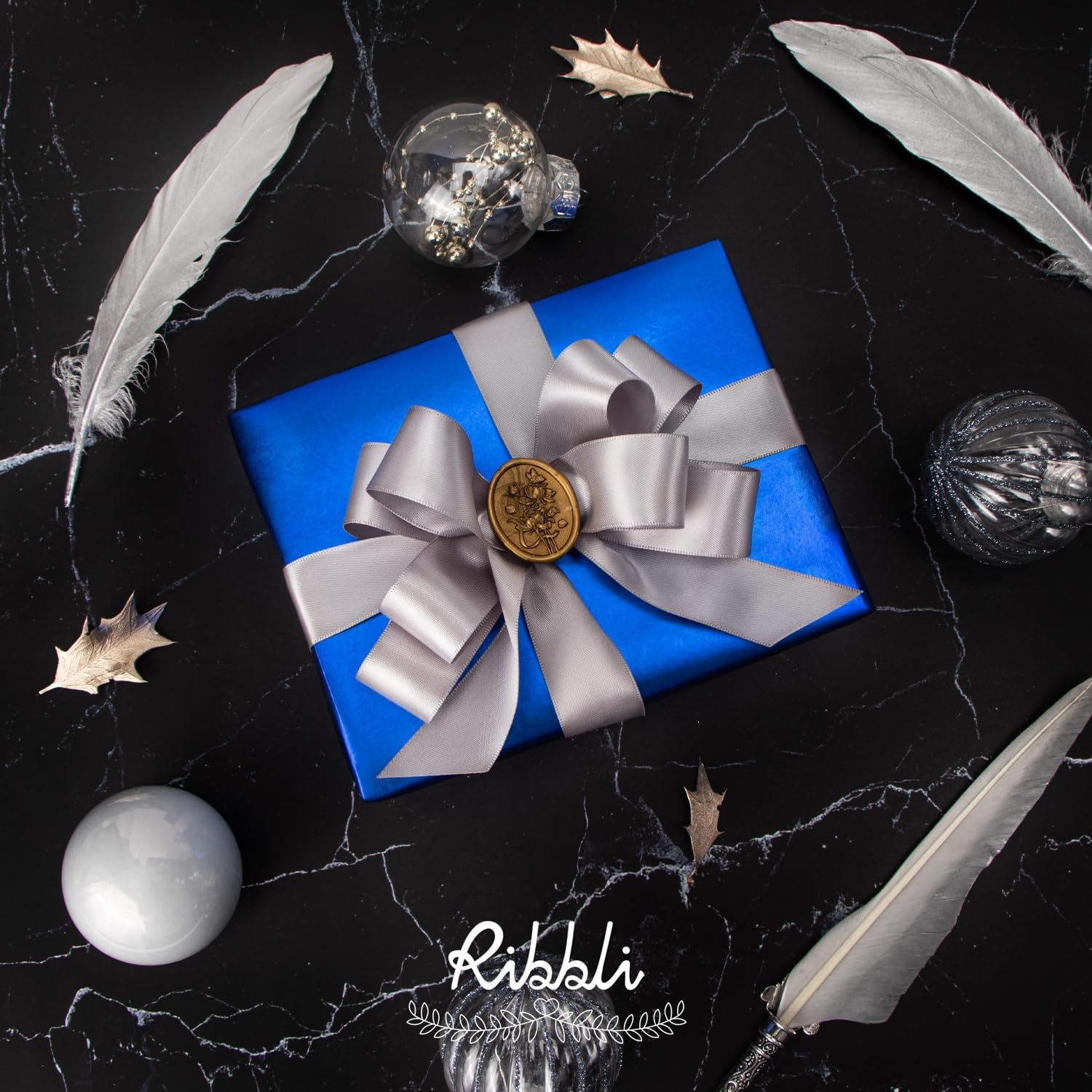 Ribbli Blue Metallic Wrapping Paper Matte Royal Blue Solid Color Paper Perfect for Birthday Christmas Baby Shower Wedding Valentine’s Day- 17Inch x 394Inch(33Feet)(Blue)