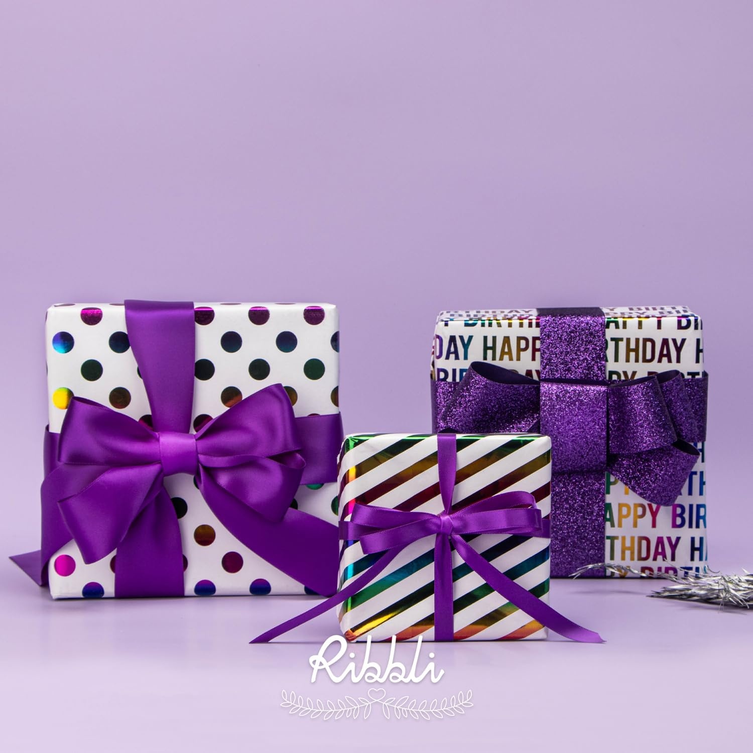 Ribbli Floral Wrapping Paper Mini Roll, 3 Rolls Dusty Blue Vintage Flower Gift Wrap for Mother’s Day Women Girl Friend Wedding – 17 inch x 120 inch(10feet) Per Roll(Iridescent)