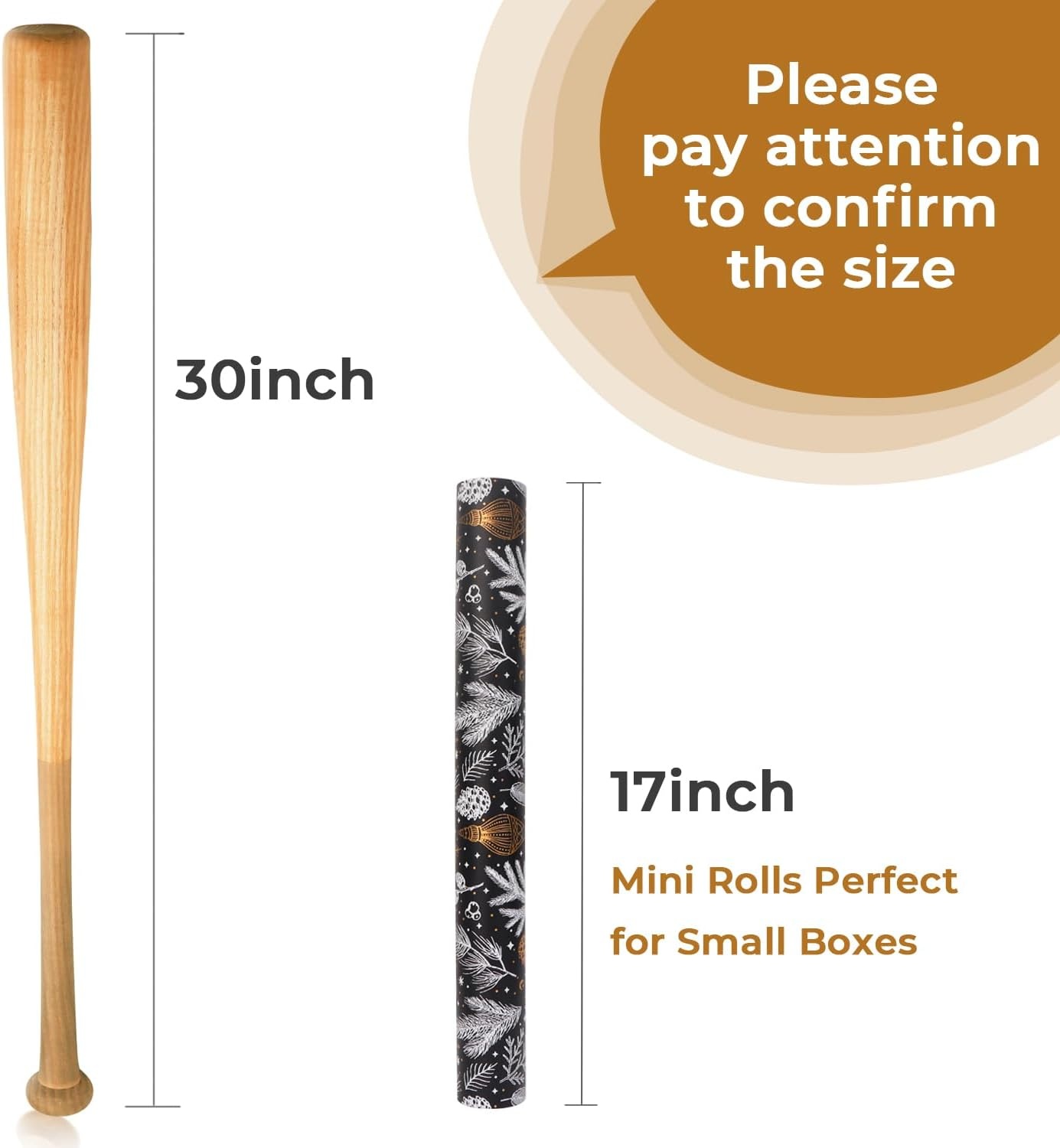 Ribbli Christmas Wrapping Paper Christmas Tree with Gold Foil Brown Kraft Gift Wrapping Paper Rolls-17 Inch x 33 Feet Per roll(Black/Gold)