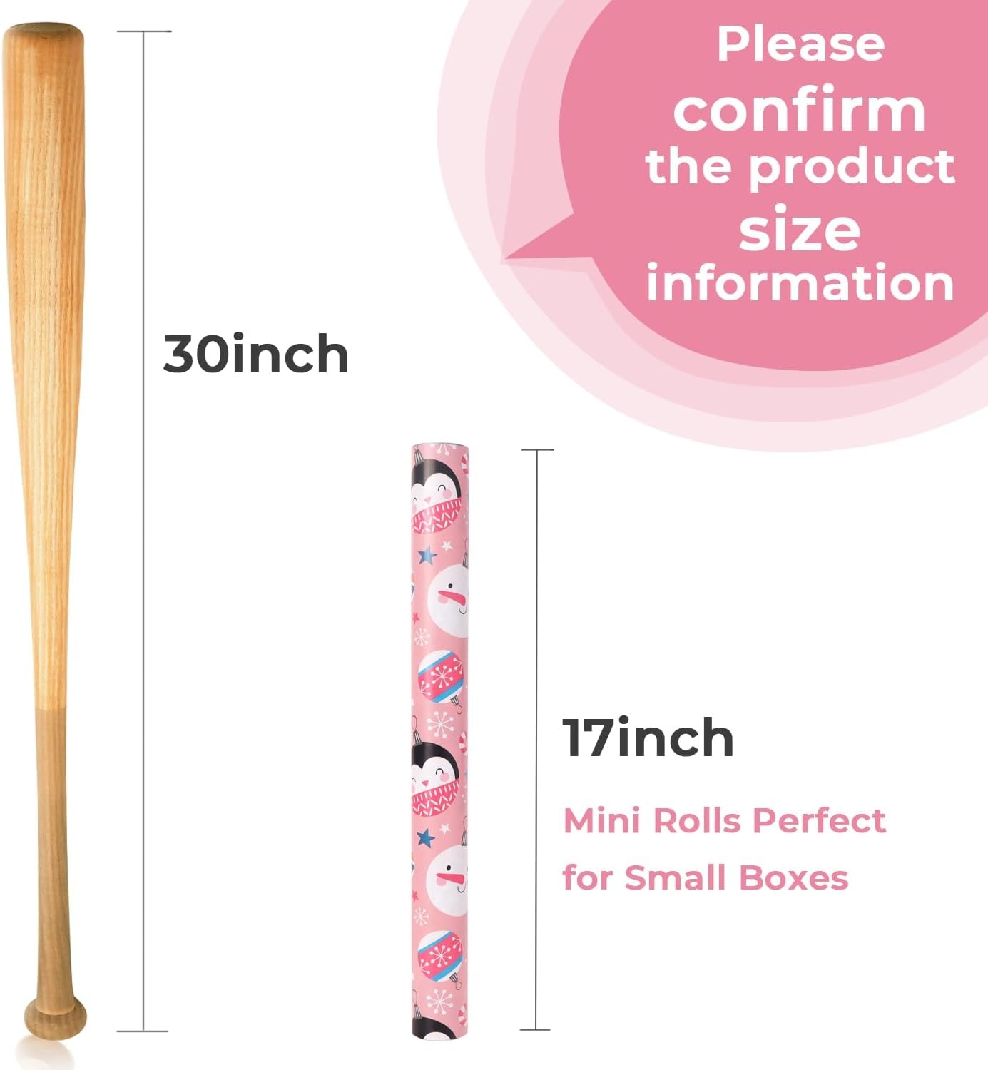 Ribbli Christmas Wrapping Paper Rolls,Mini Roll-17 Inch x 33 Feet-Christmas Woods(Pink/Pastel Green)