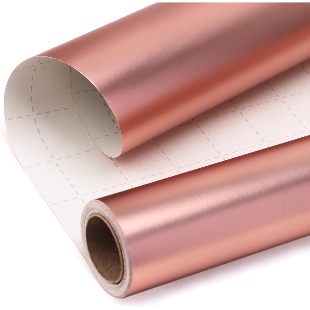 Ribbli Blue Metallic Wrapping Paper Matte Royal Blue Solid Color Paper Perfect for Birthday Christmas Baby Shower Wedding Valentine’s Day- 17Inch x 394Inch(33Feet)(Rose Gold)