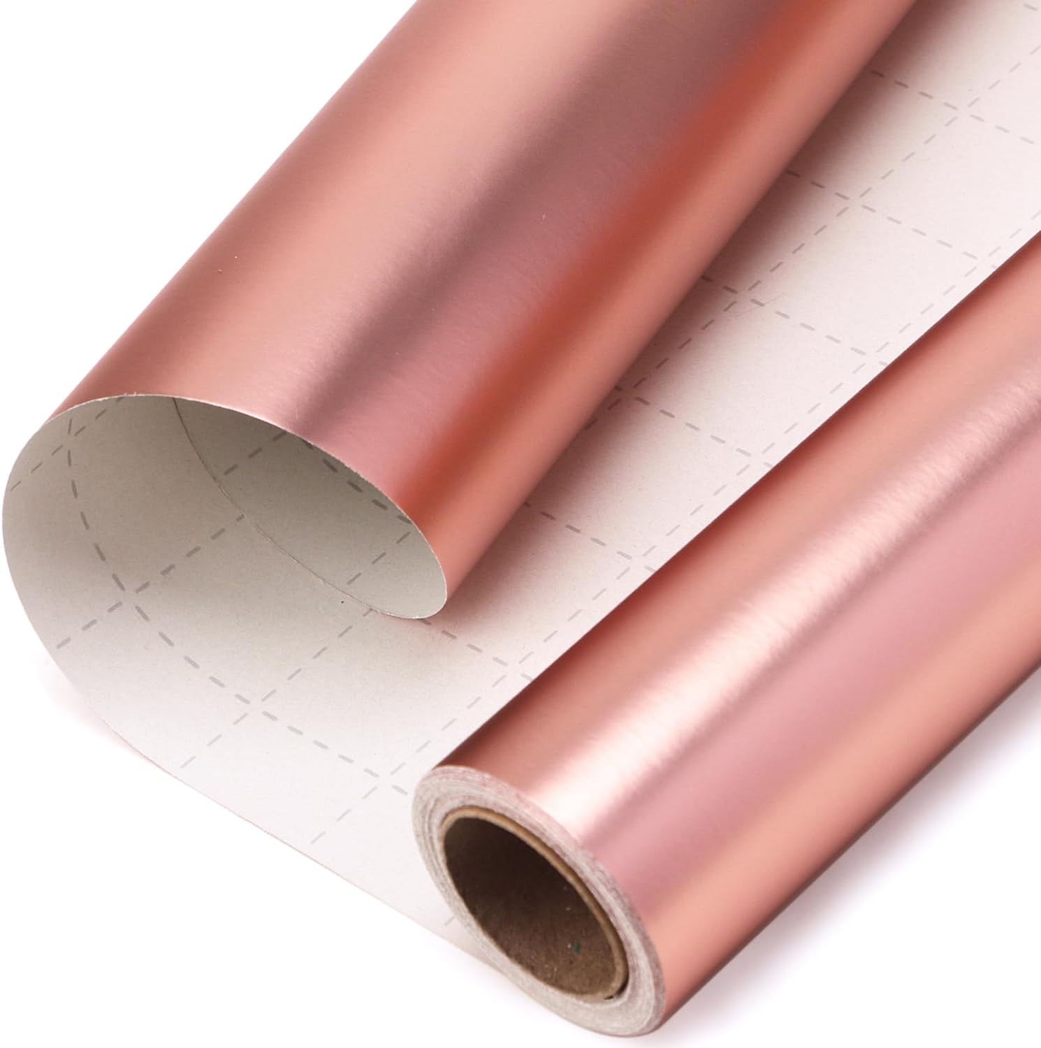 Ribbli Blue Metallic Wrapping Paper Matte Royal Blue Solid Color Paper Perfect for Birthday Christmas Baby Shower Wedding Valentine’s Day- 17Inch x 394Inch(33Feet)(Rose Gold)