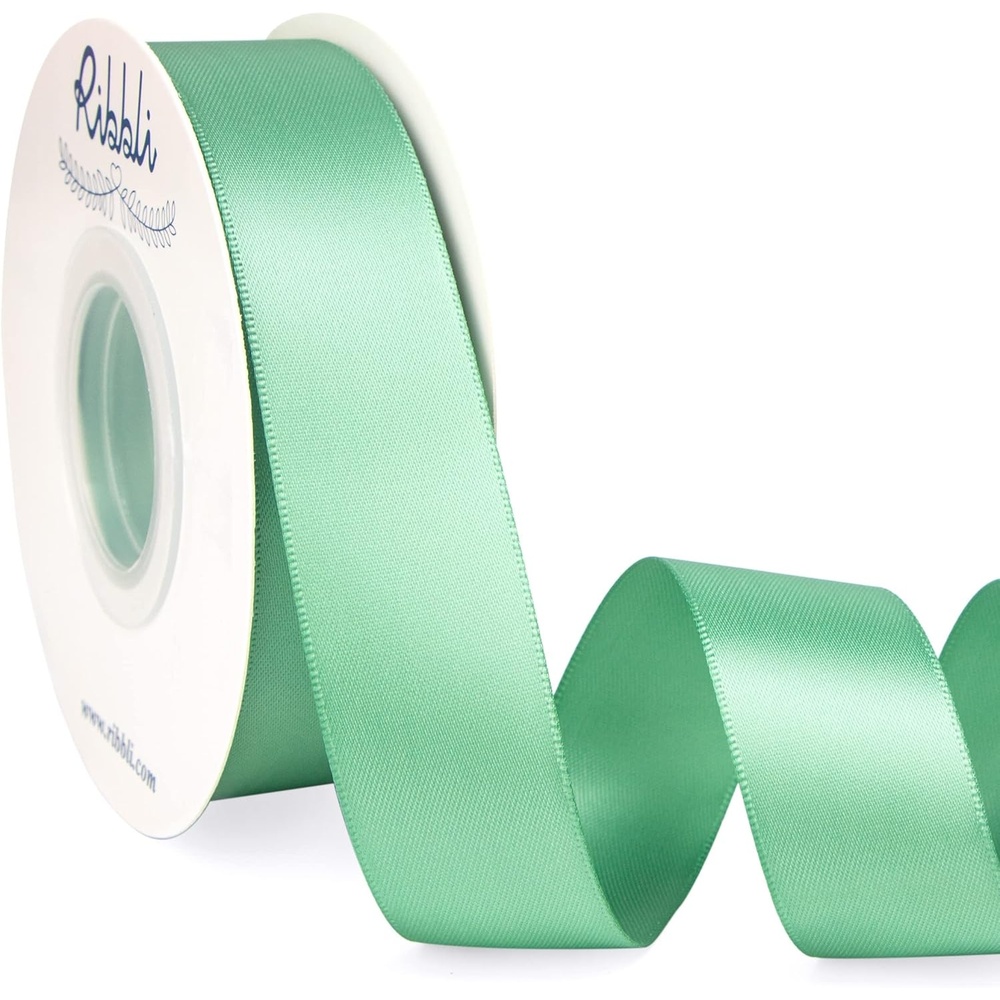 Ribbli Double Faced Rose Gold Satin Ribbon,3/8 x Continuous 25 Yards,Use for Bows Bouquet,Gift Wrapping,Floral Arrangement(Green Sage)
