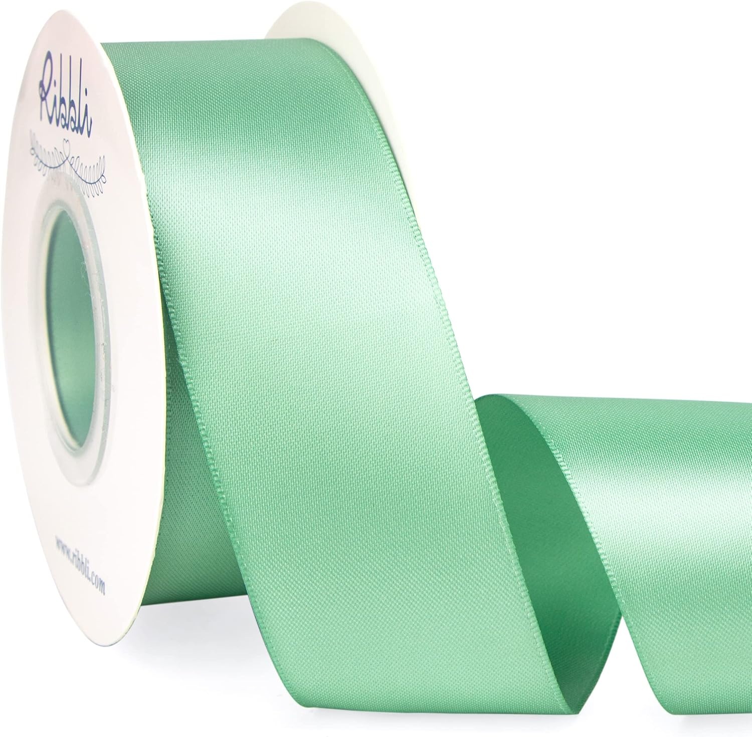 Ribbli Double Faced Rose Gold Satin Ribbon,3/8 x Continuous 25 Yards,Use for Bows Bouquet,Gift Wrapping,Floral Arrangement(Green Sage)