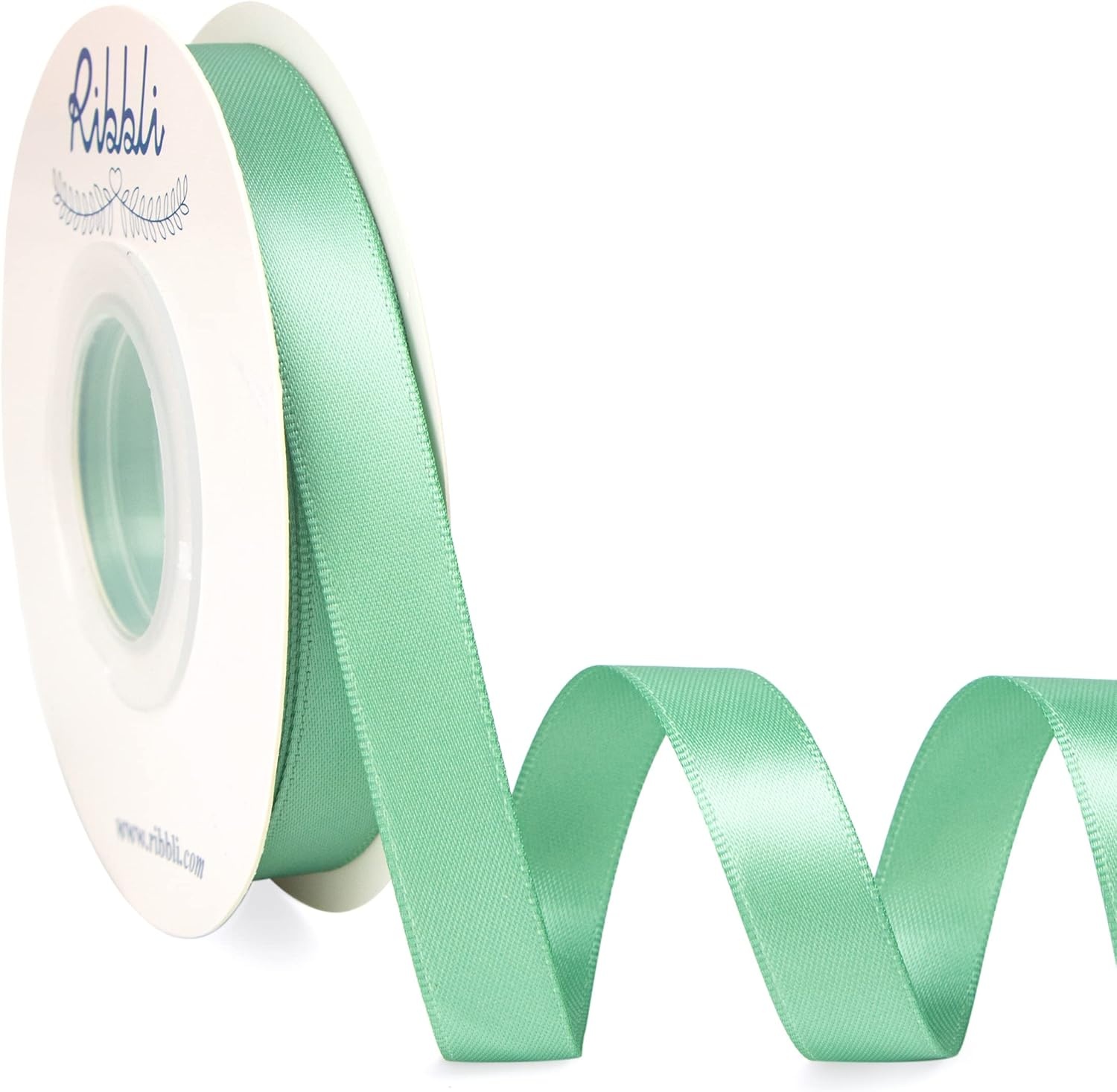 Ribbli Double Faced Rose Gold Satin Ribbon,3/8 x Continuous 25 Yards,Use for Bows Bouquet,Gift Wrapping,Floral Arrangement(Green Sage)