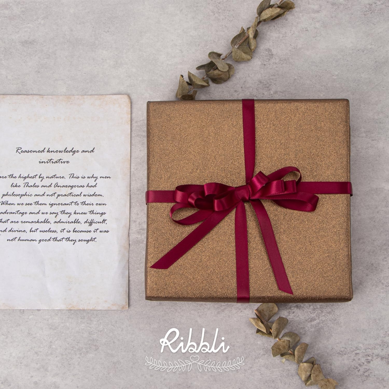 Ribbli Champagne Gold Satin Ribbon Double Faced Satin 3/8 Inch x Continuous 50 Yards-Champagne Ribbon for Gift Wrapping Crafts Wedding Decoration Bows Bouquet Floral Arrangement(Red Wine)
