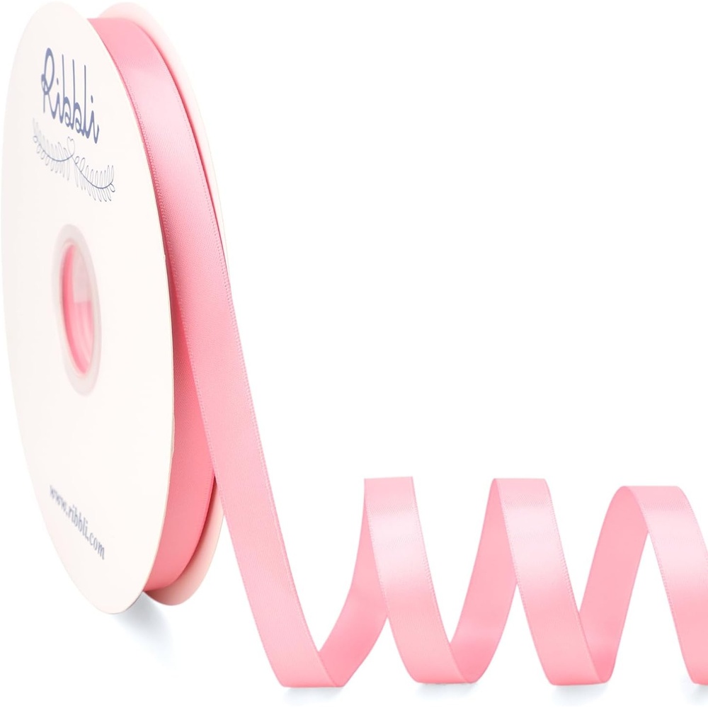 Ribbli Dusty Blue Satin Ribbon Double Faced Satin 1-1/2 Inch x Continuous 50 Yards-Blue Ribbon for Gift Wrapping Crafts Wedding Decoration Bows Bouquet Floral Arrangement(Pink)