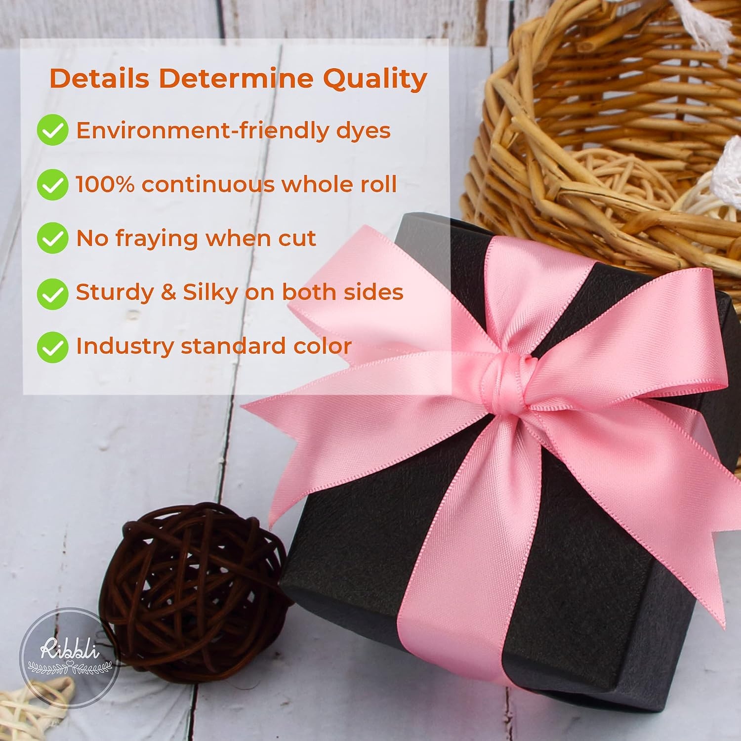 Ribbli Dusty Blue Satin Ribbon Double Faced Satin 1-1/2 Inch x Continuous 50 Yards-Blue Ribbon for Gift Wrapping Crafts Wedding Decoration Bows Bouquet Floral Arrangement(Pink)