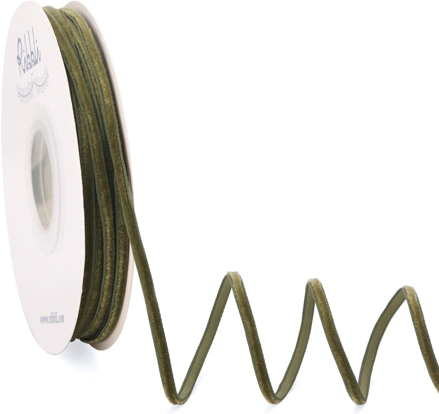 Ribbli Sage Green Velvet Ribbon 1/8 Inches Continuous 25 Yard Spool Sage Green Christmas Ribbon for Gift Wrapping Crafts Home Decor(Moss Green)