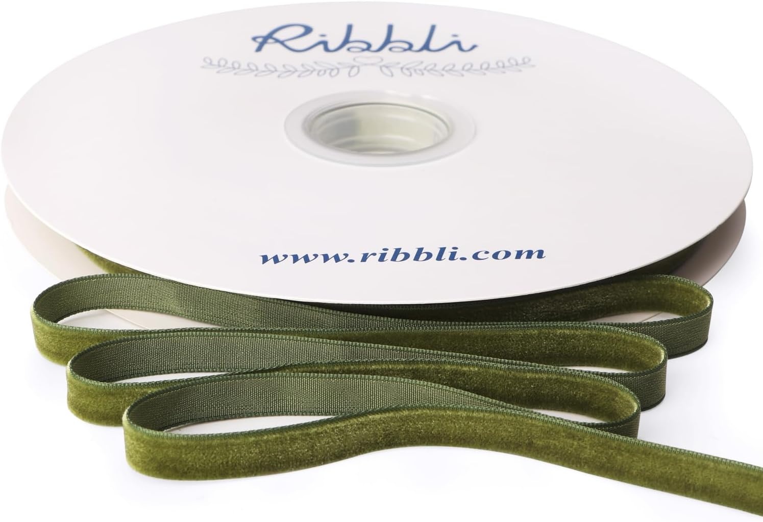 Ribbli Sage Green Velvet Ribbon 1/8 Inches Continuous 25 Yard Spool Sage Green Christmas Ribbon for Gift Wrapping Crafts Home Decor(Moss Green)
