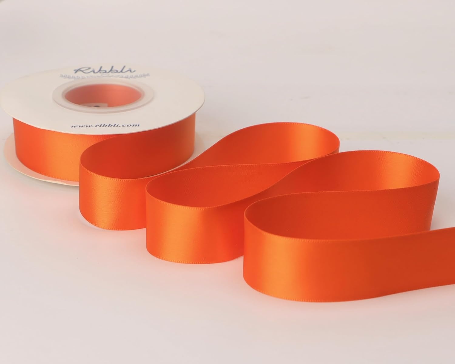 Ribbli Double Faced Rose Gold Satin Ribbon,3/8 x Continuous 25 Yards,Use for Bows Bouquet,Gift Wrapping,Floral Arrangement(Orange Torrid)