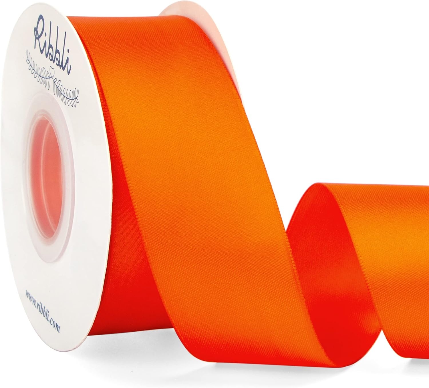 Ribbli Double Faced Rose Gold Satin Ribbon,3/8 x Continuous 25 Yards,Use for Bows Bouquet,Gift Wrapping,Floral Arrangement(Orange Torrid)