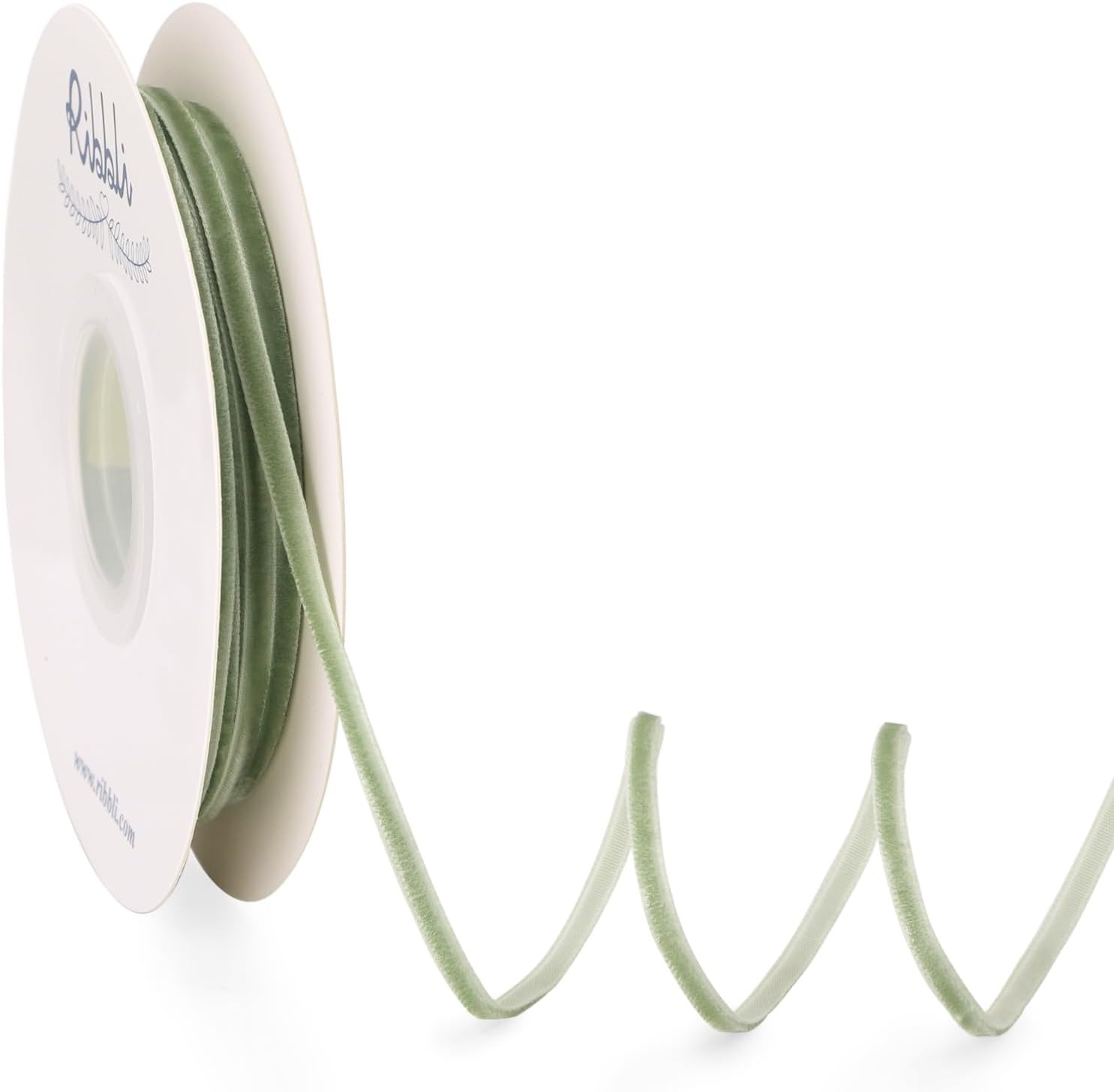 Ribbli Sage Green Velvet Ribbon 1/8 Inches Continuous 25 Yard Spool Sage Green Christmas Ribbon for Gift Wrapping Crafts Home Decor(Sage Green)