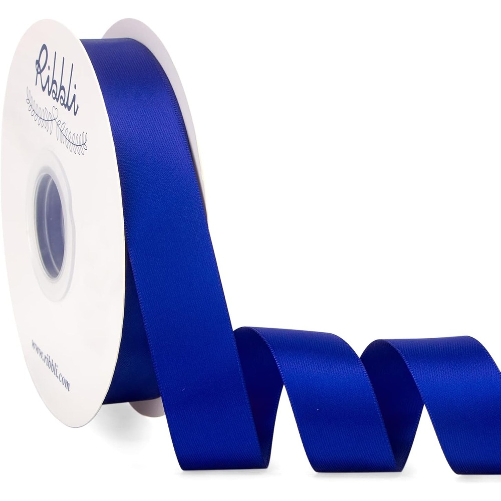 Ribbli Dusty Blue Satin Ribbon Double Faced Satin 1-1/2 Inch x Continuous 50 Yards-Blue Ribbon for Gift Wrapping Crafts Wedding Decoration Bows Bouquet Floral Arrangement(Blue Cobalt)
